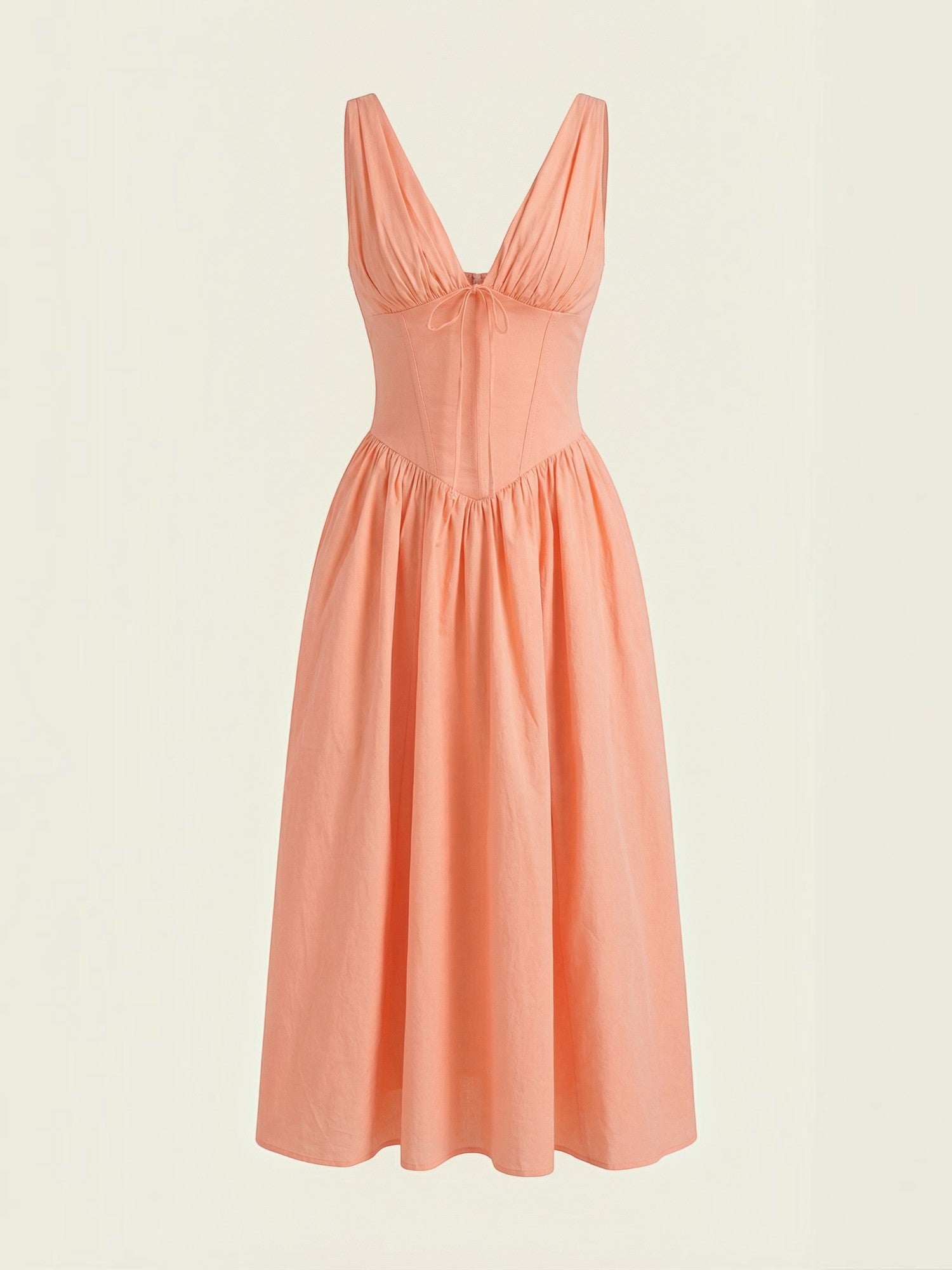 Robe femme décolleté V laçage jupe midi évasée – Image 18