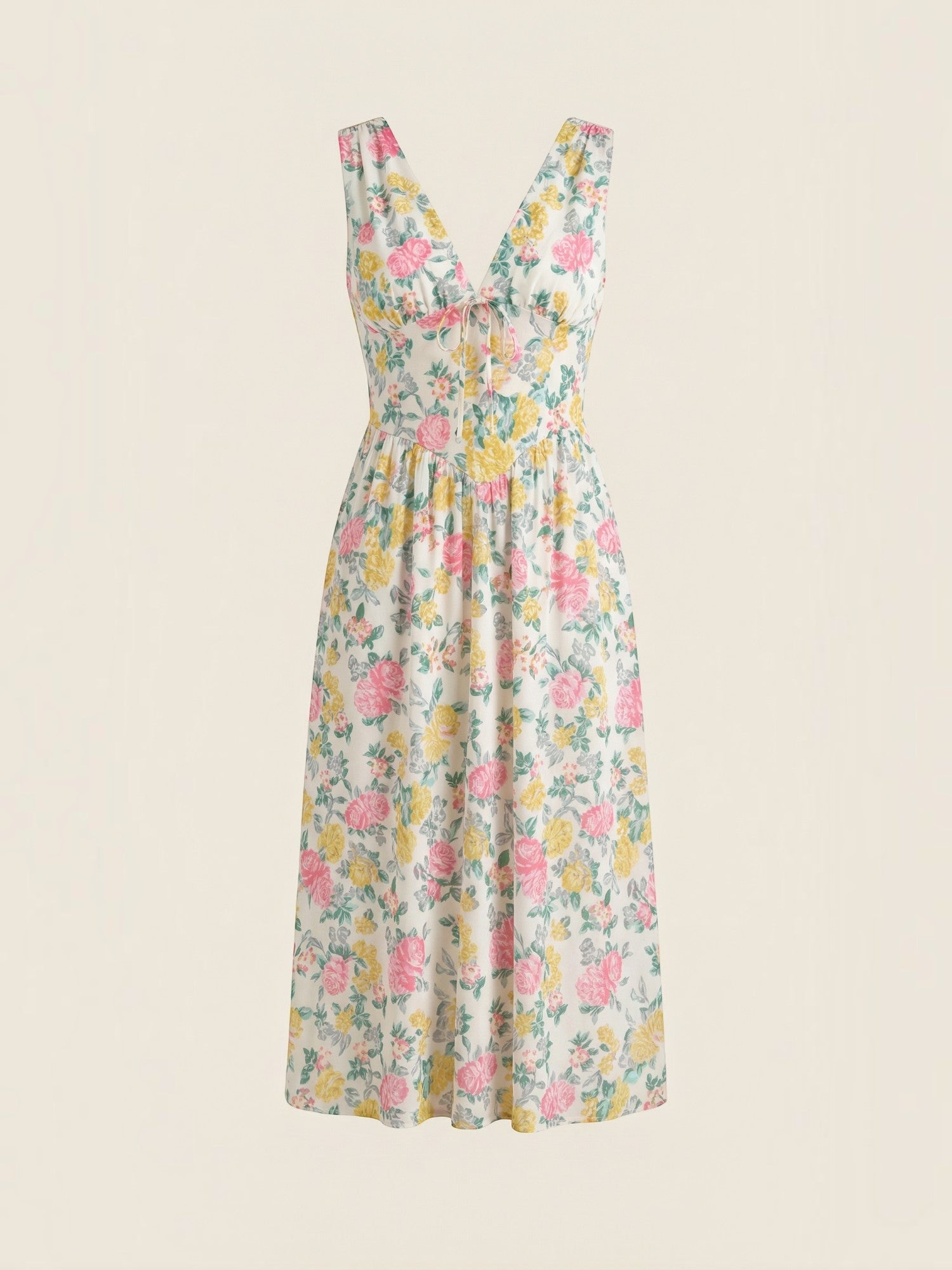 Robe femme décolleté V laçage jupe midi évasée – Image 38