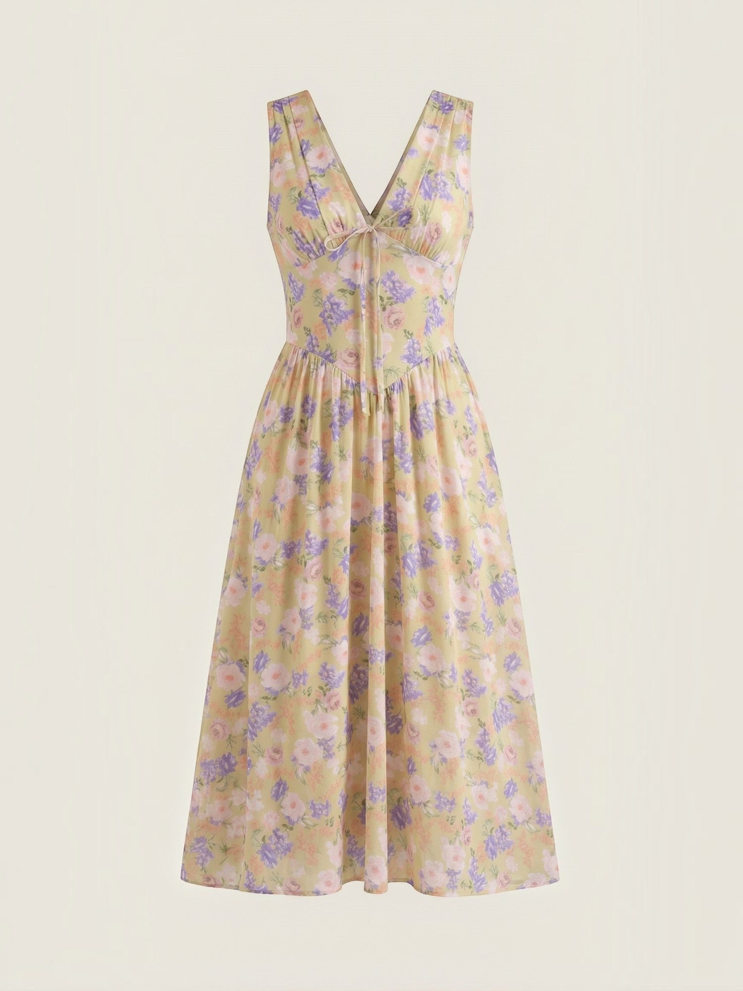 Robe femme décolleté V laçage jupe midi évasée – Image 30