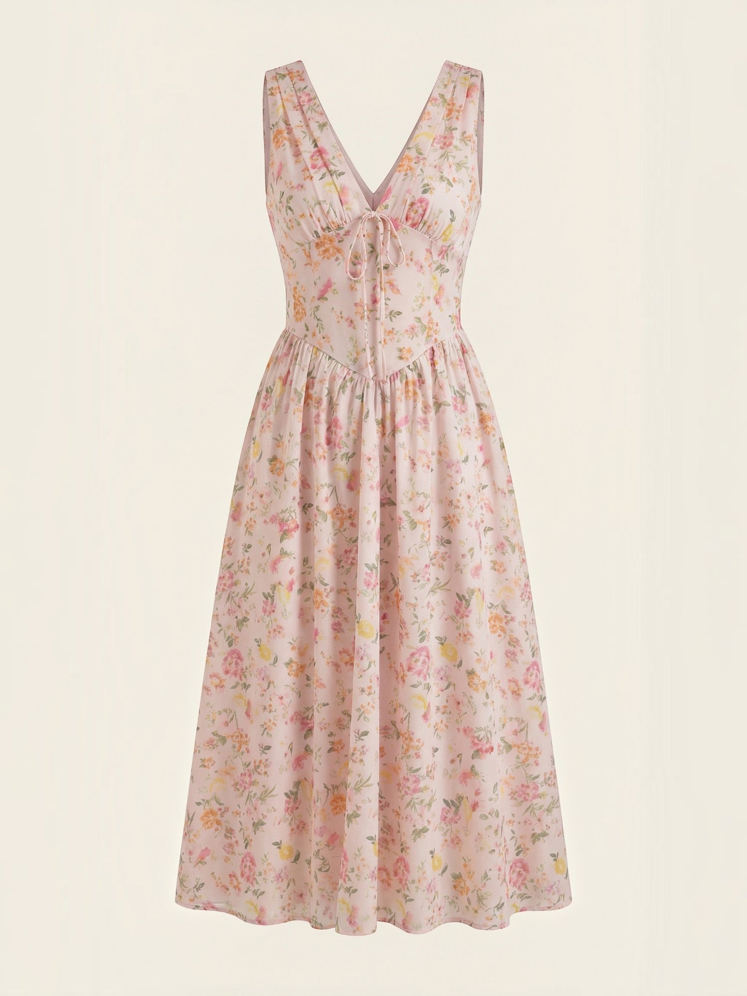 Robe femme décolleté V laçage jupe midi évasée – Image 46
