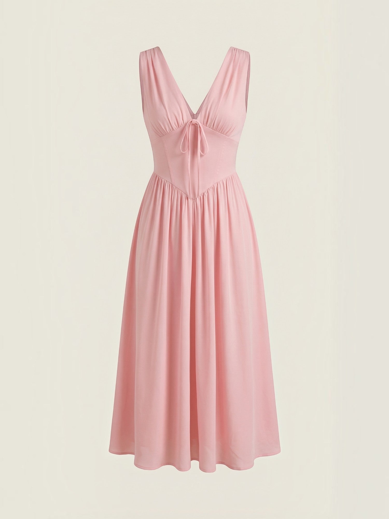 Robe femme décolleté V laçage jupe midi évasée – Image 26