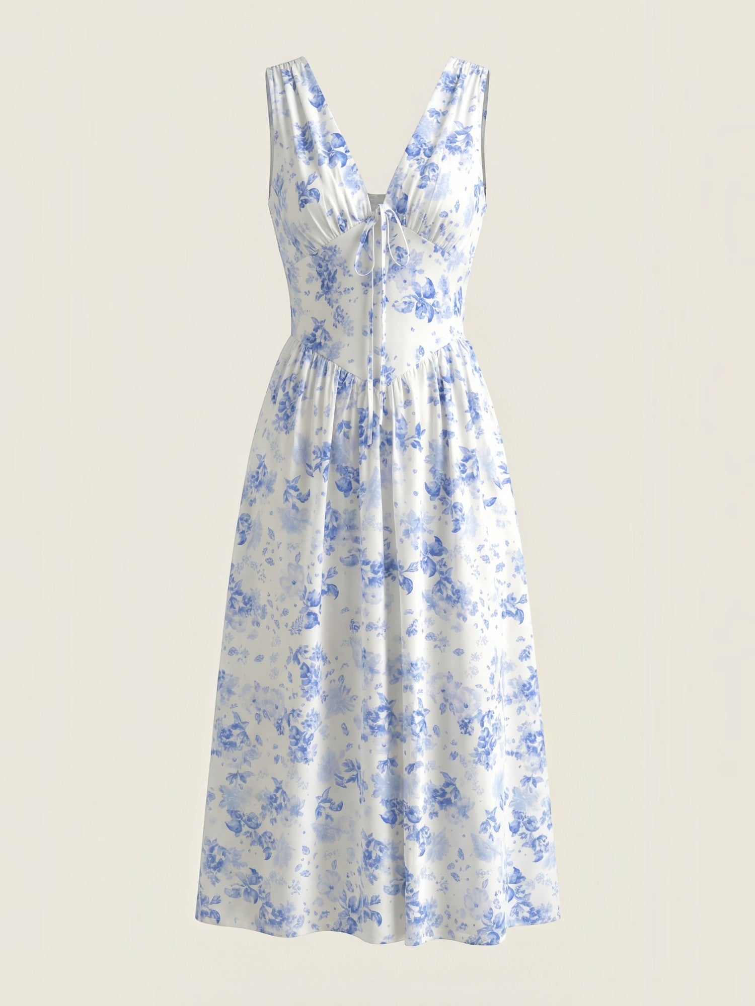 Robe femme décolleté V laçage jupe midi évasée – Image 42