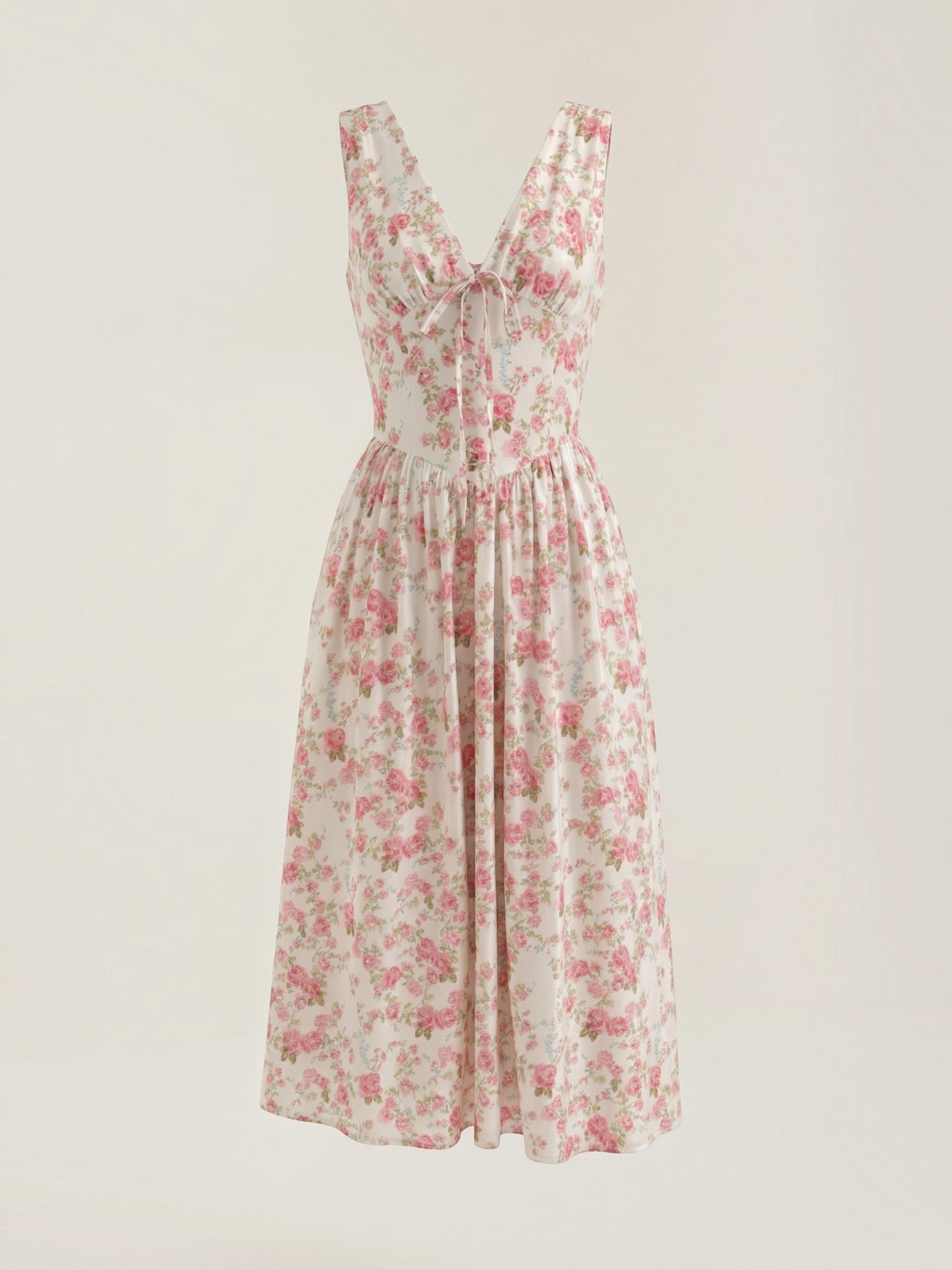 Robe femme décolleté V laçage jupe midi évasée – Image 50