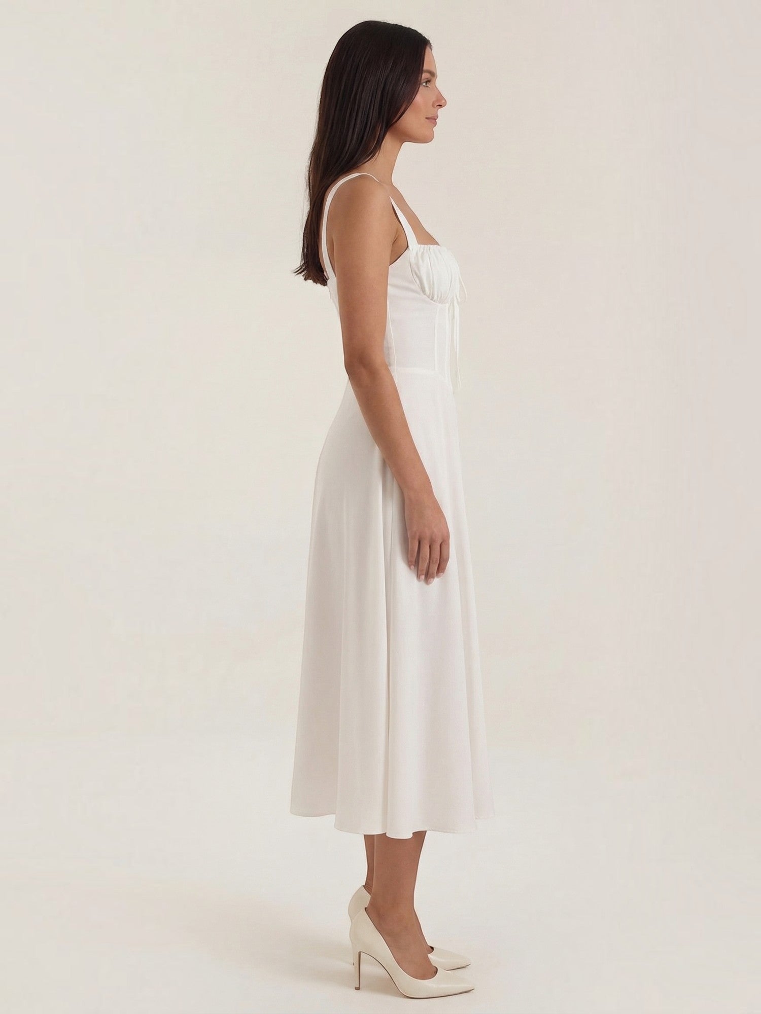 Robe femme midi décolleté ajustable fente latérale – Image 6