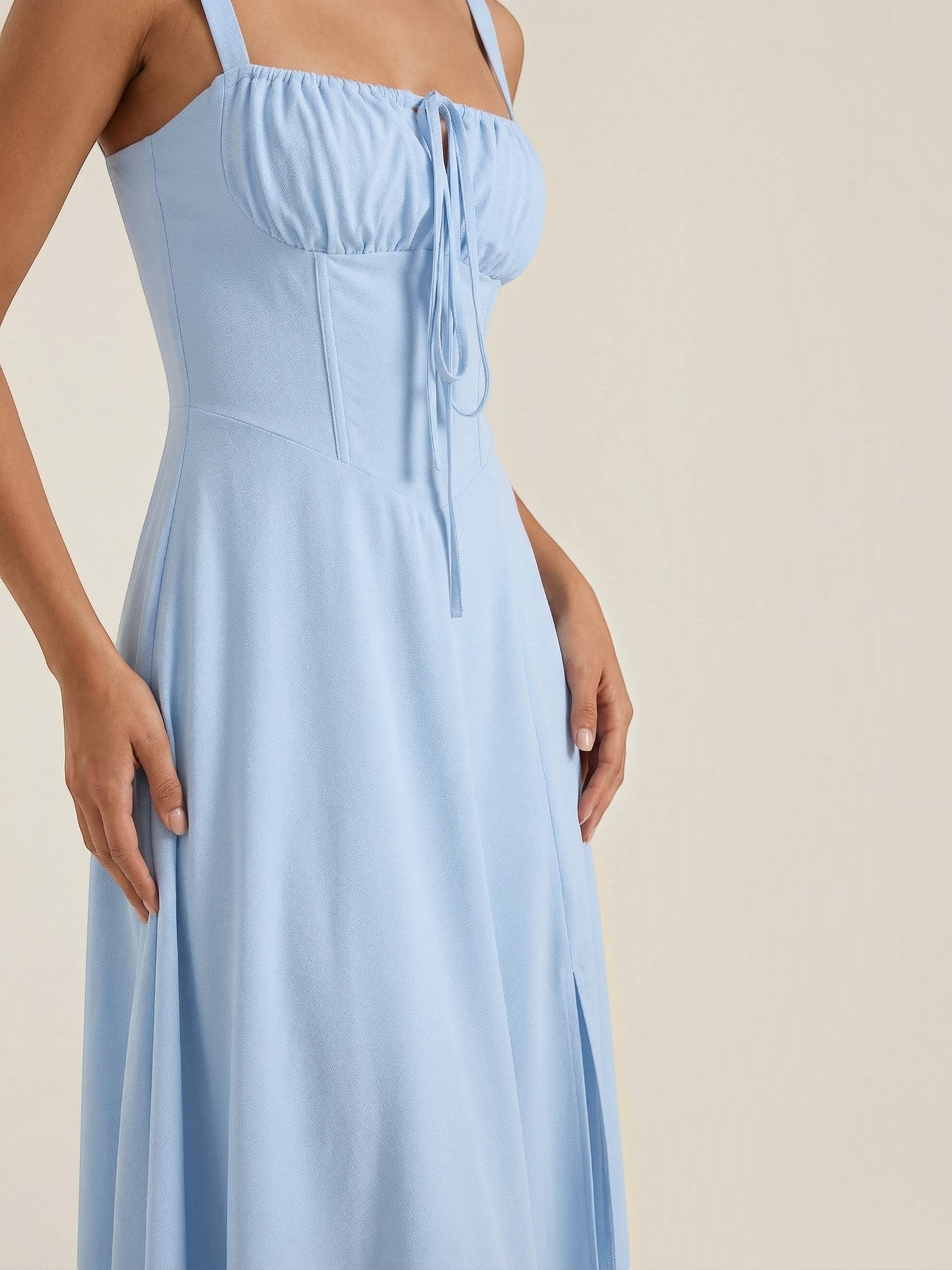 Robe femme midi décolleté ajustable fente latérale – Image 11