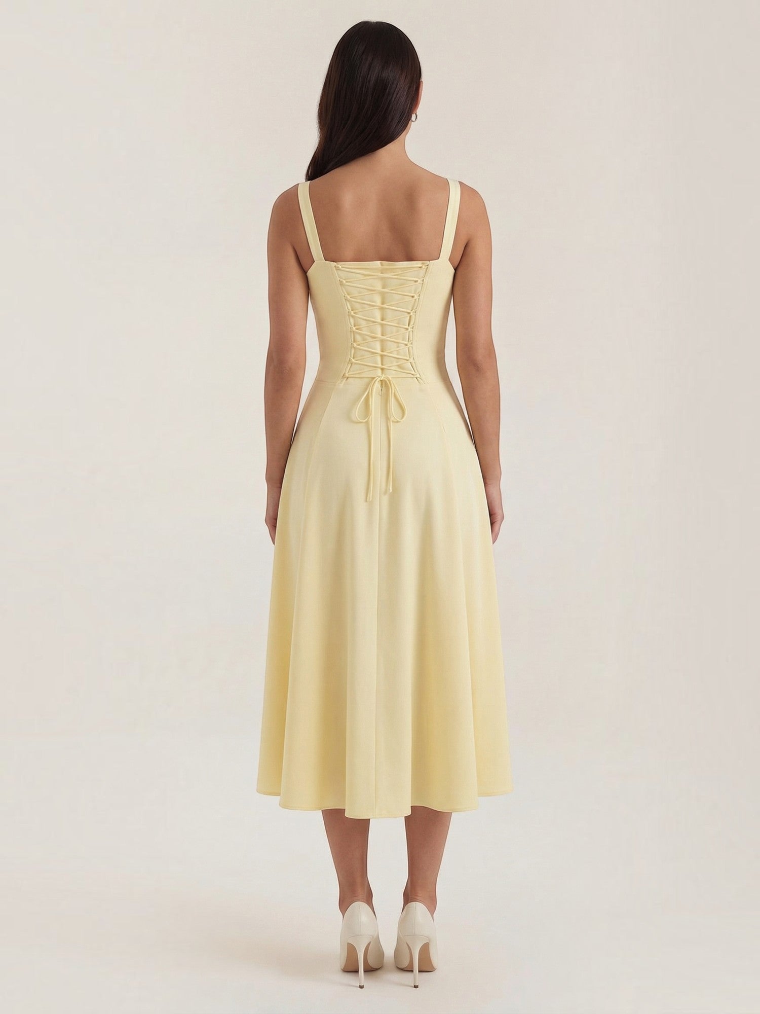 Robe femme midi décolleté ajustable fente latérale – Image 20
