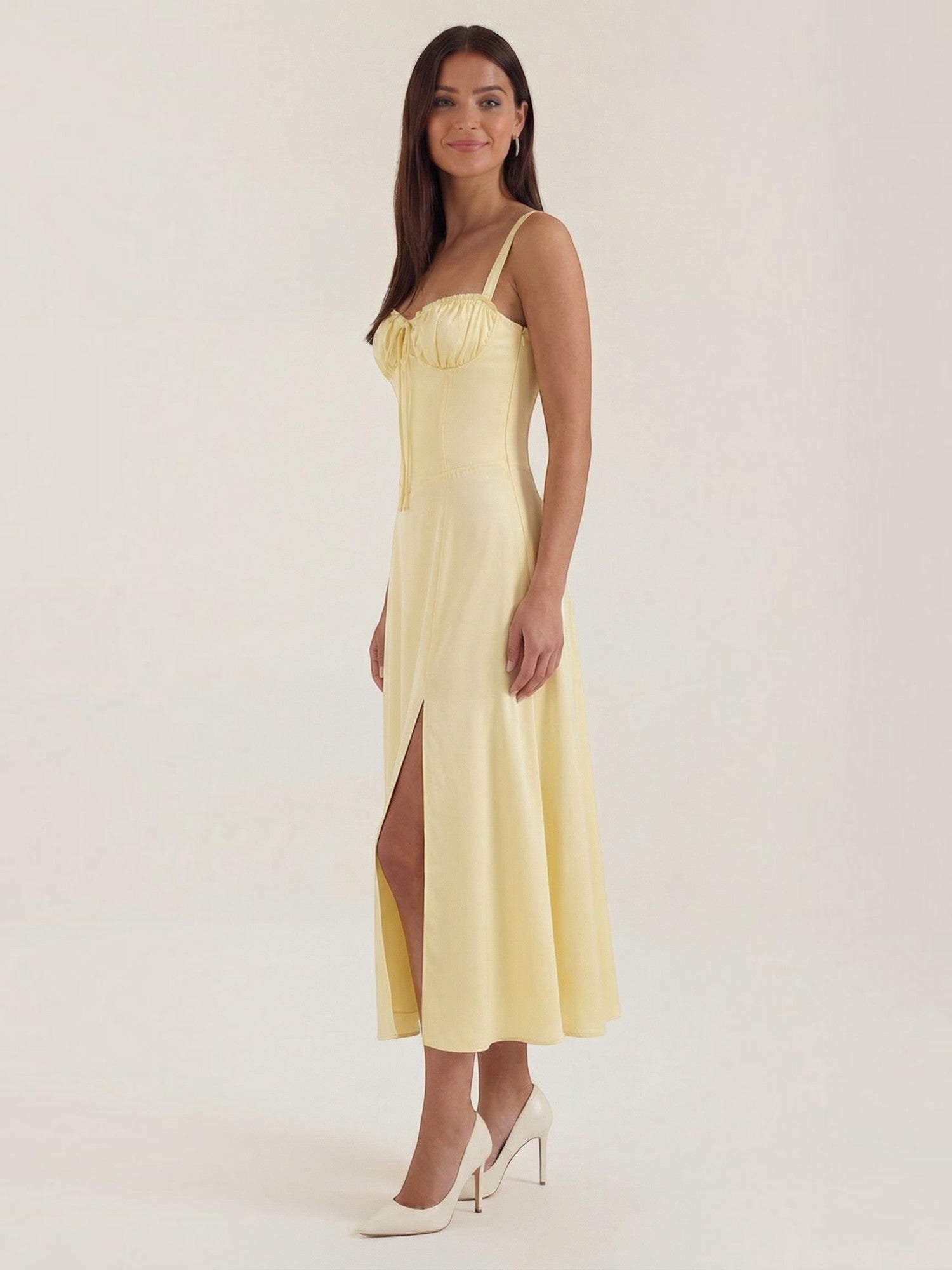 Robe femme midi décolleté ajustable fente latérale – Image 18