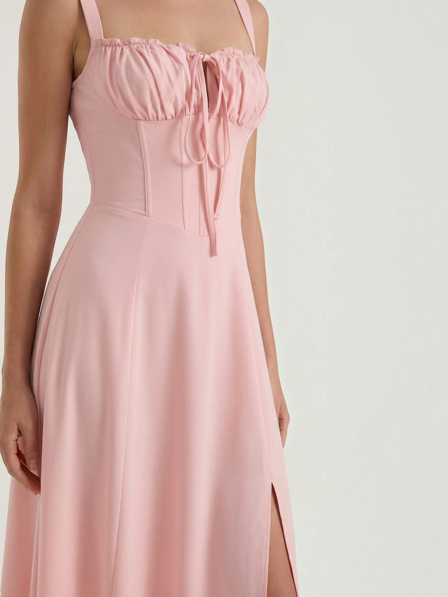 Robe femme midi décolleté ajustable fente latérale – Image 23