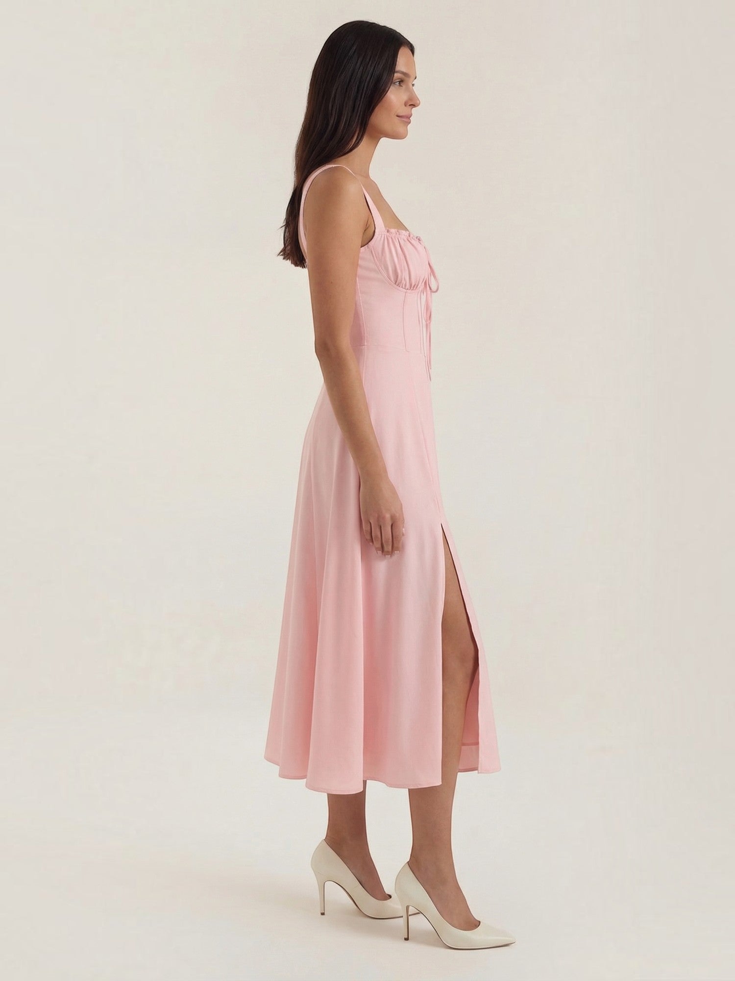Robe femme midi décolleté ajustable fente latérale – Image 22
