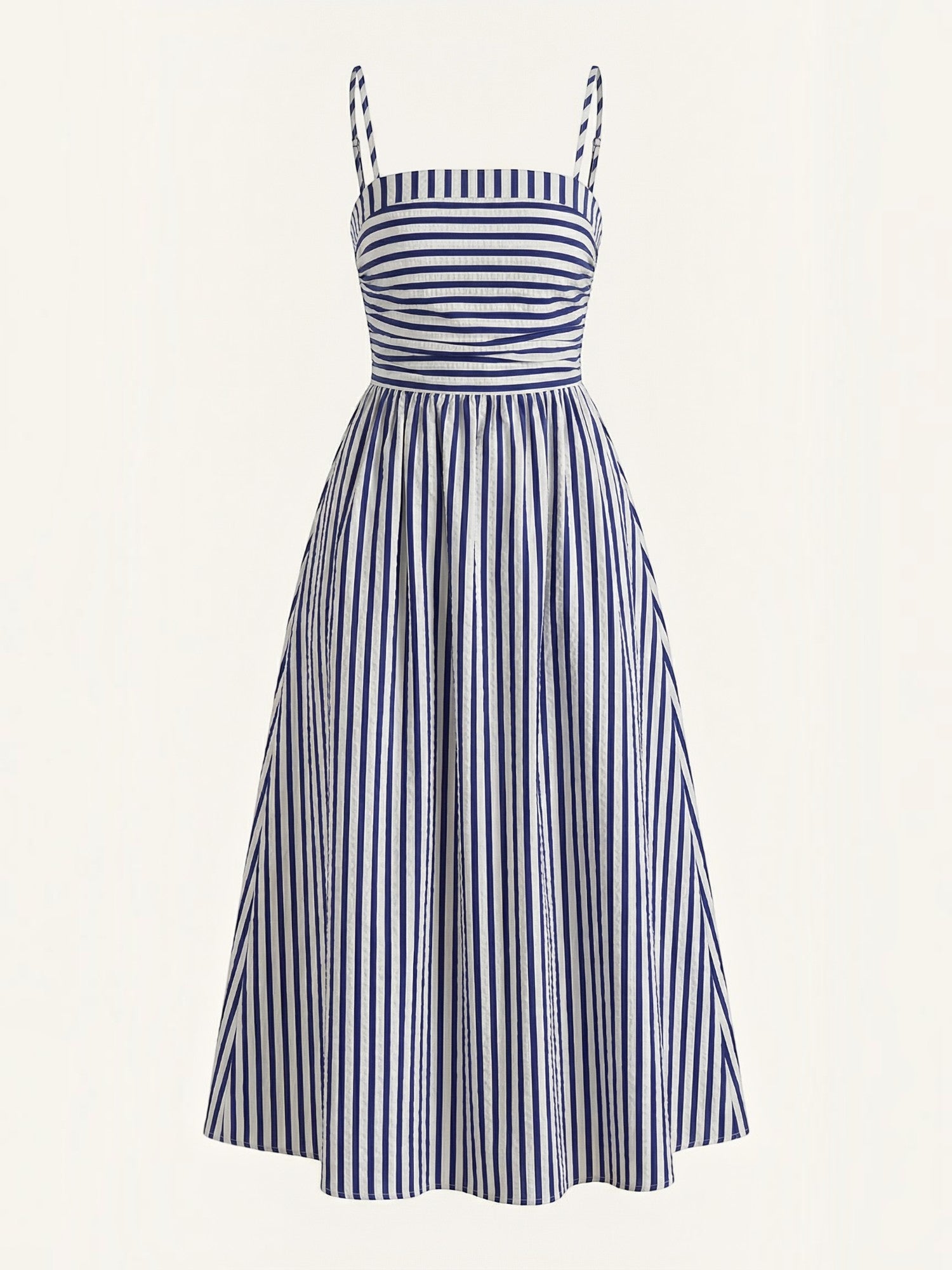 Robe femme maxi rayée décolleté carré bretelles – Image 6
