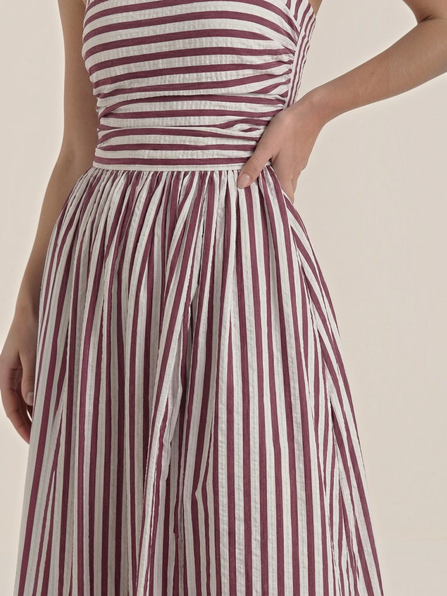 Robe femme maxi rayée décolleté carré bretelles – Image 8