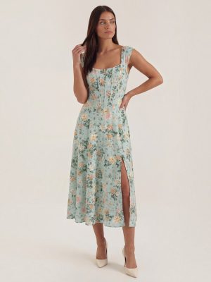 Robe femme corset-inspirée fendue élégante