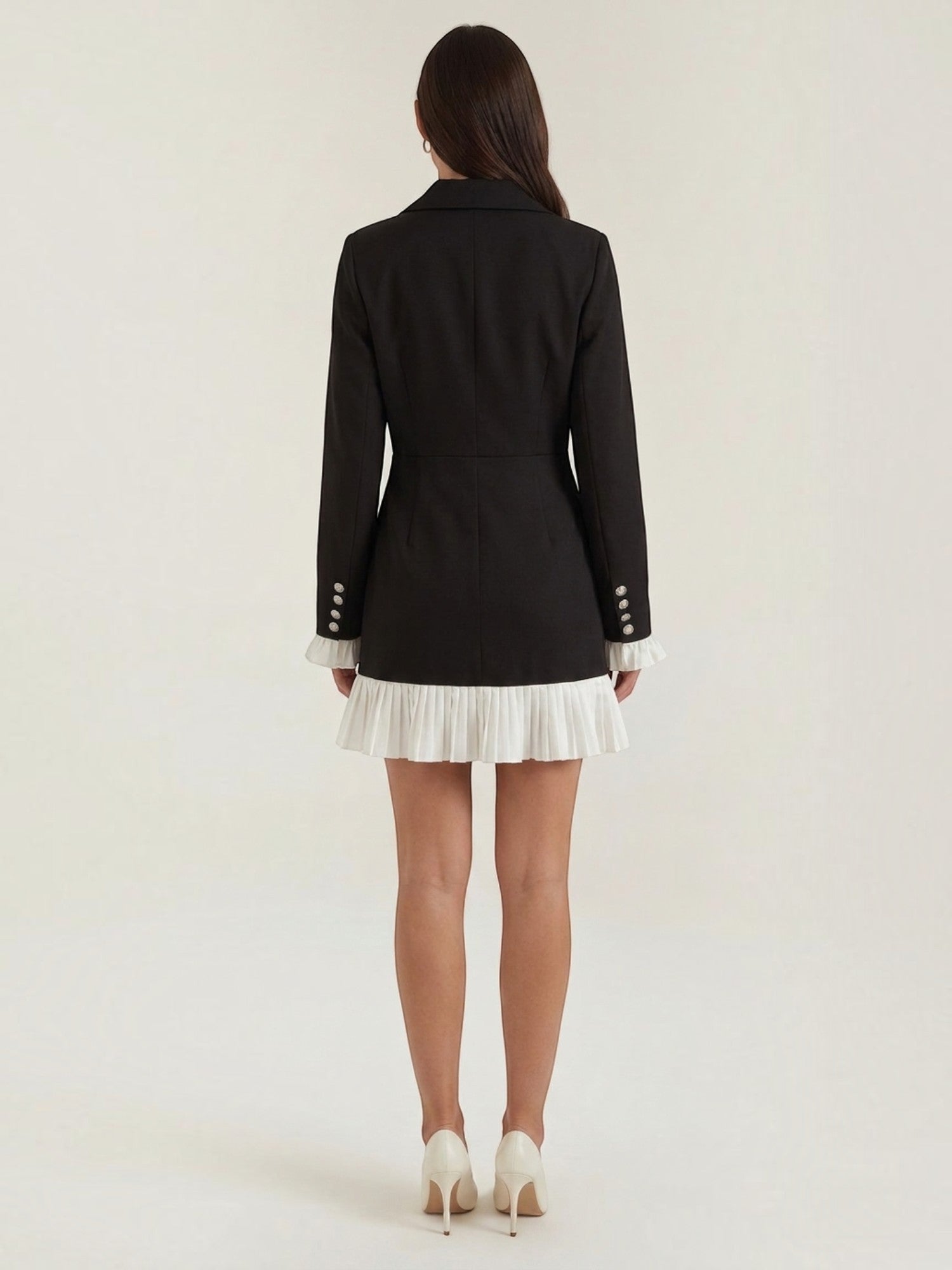 Robe femme blazer cintrée plissée élégante – Image 9