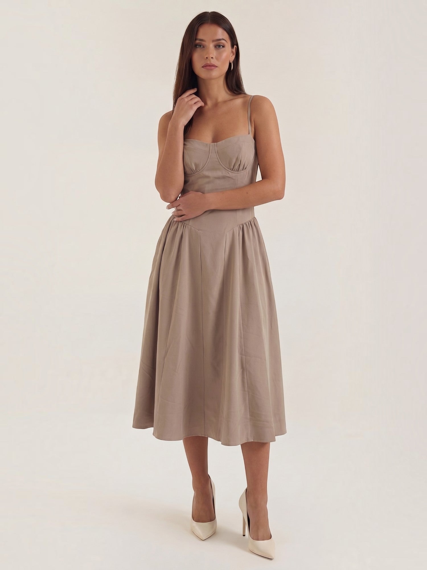Robe femme décolleté cœur jupe évasée infroissable – Image 7