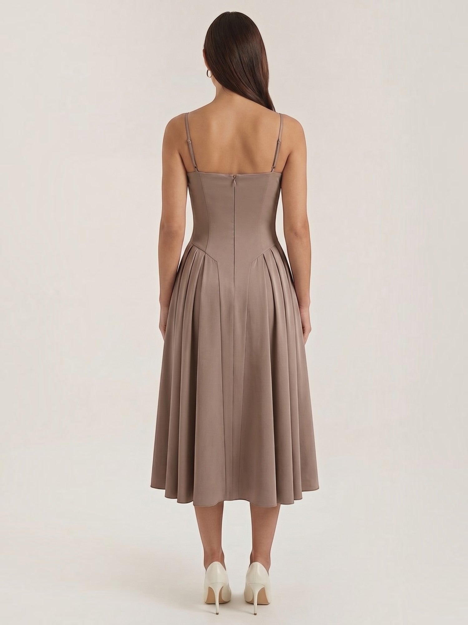 Robe femme décolleté cœur jupe évasée infroissable – Image 34