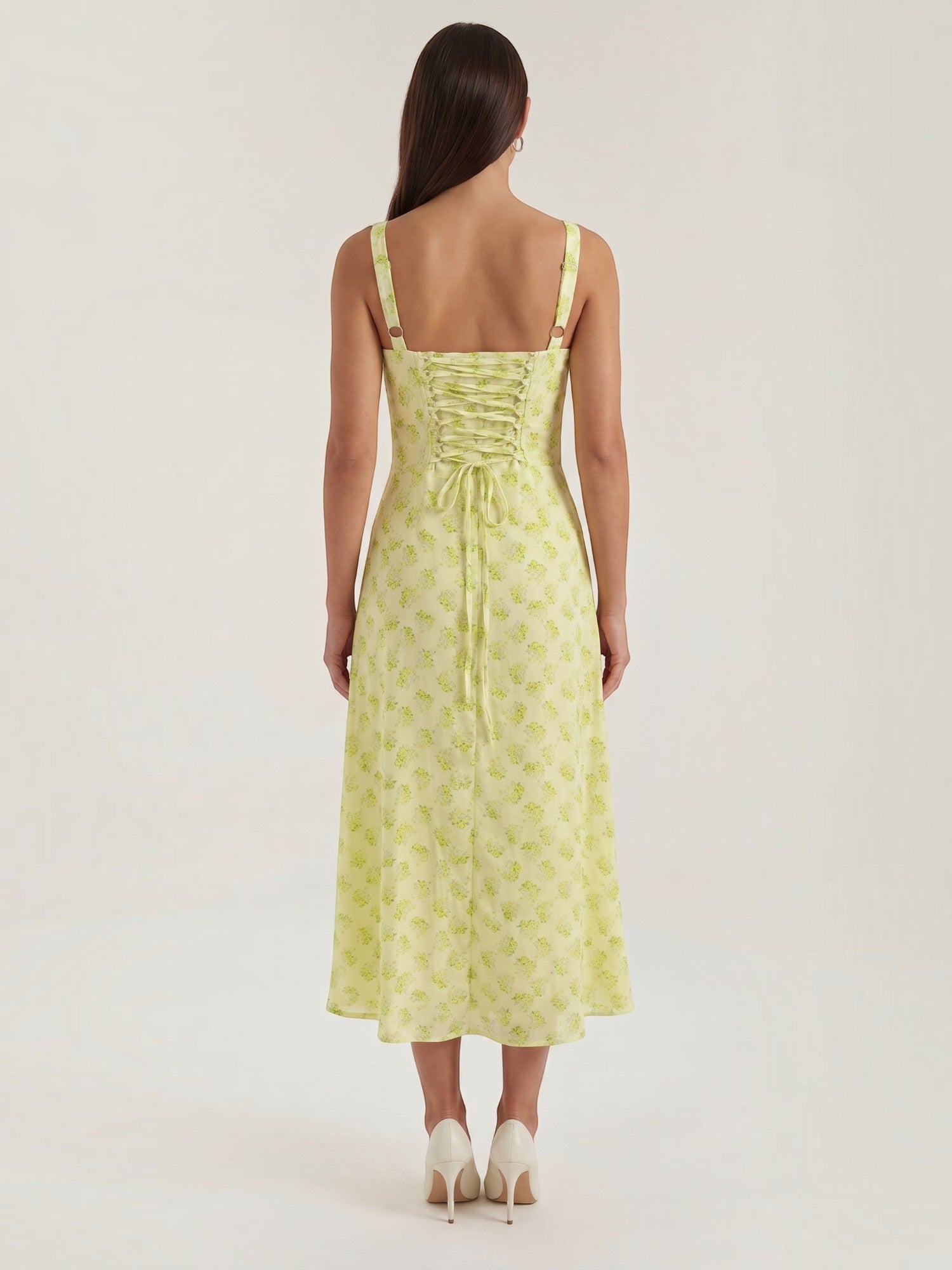 Robe femme imprimé floral encolure cœur froncée fluide – Image 12