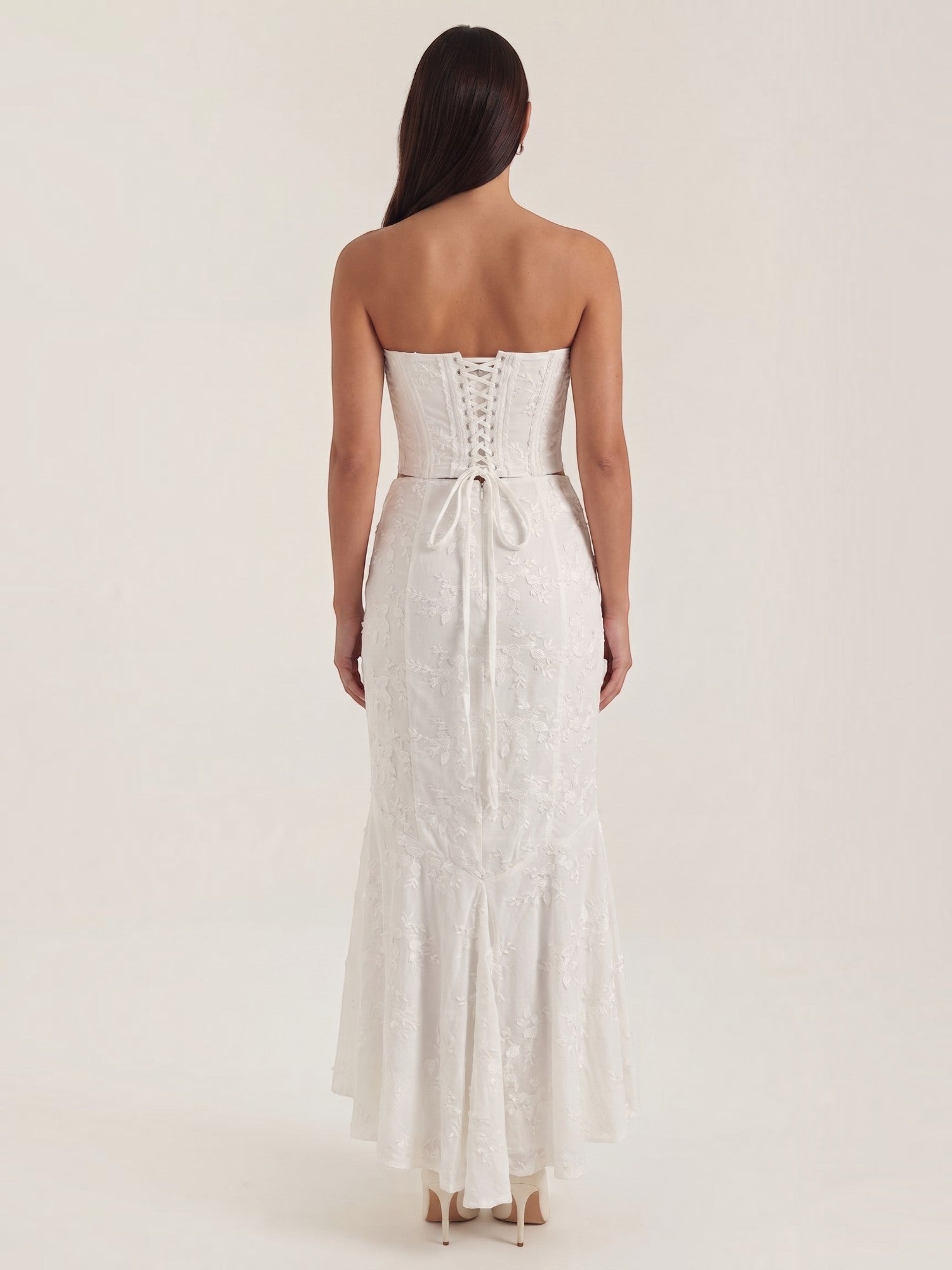 Robe femme ensemble deux pièces dentelle florale sirène – Image 4