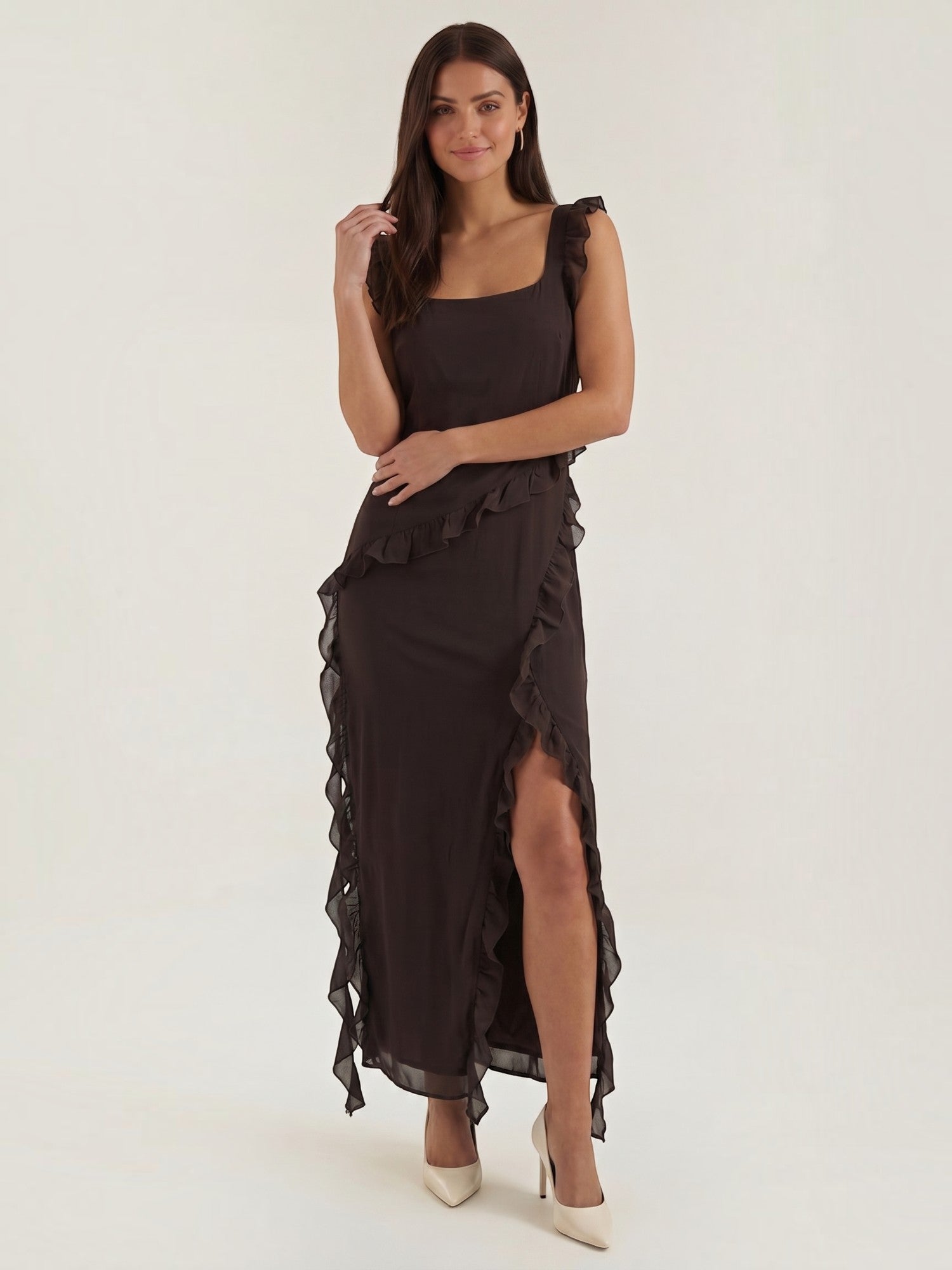 Robe femme soirée décolleté cœur fente latérale