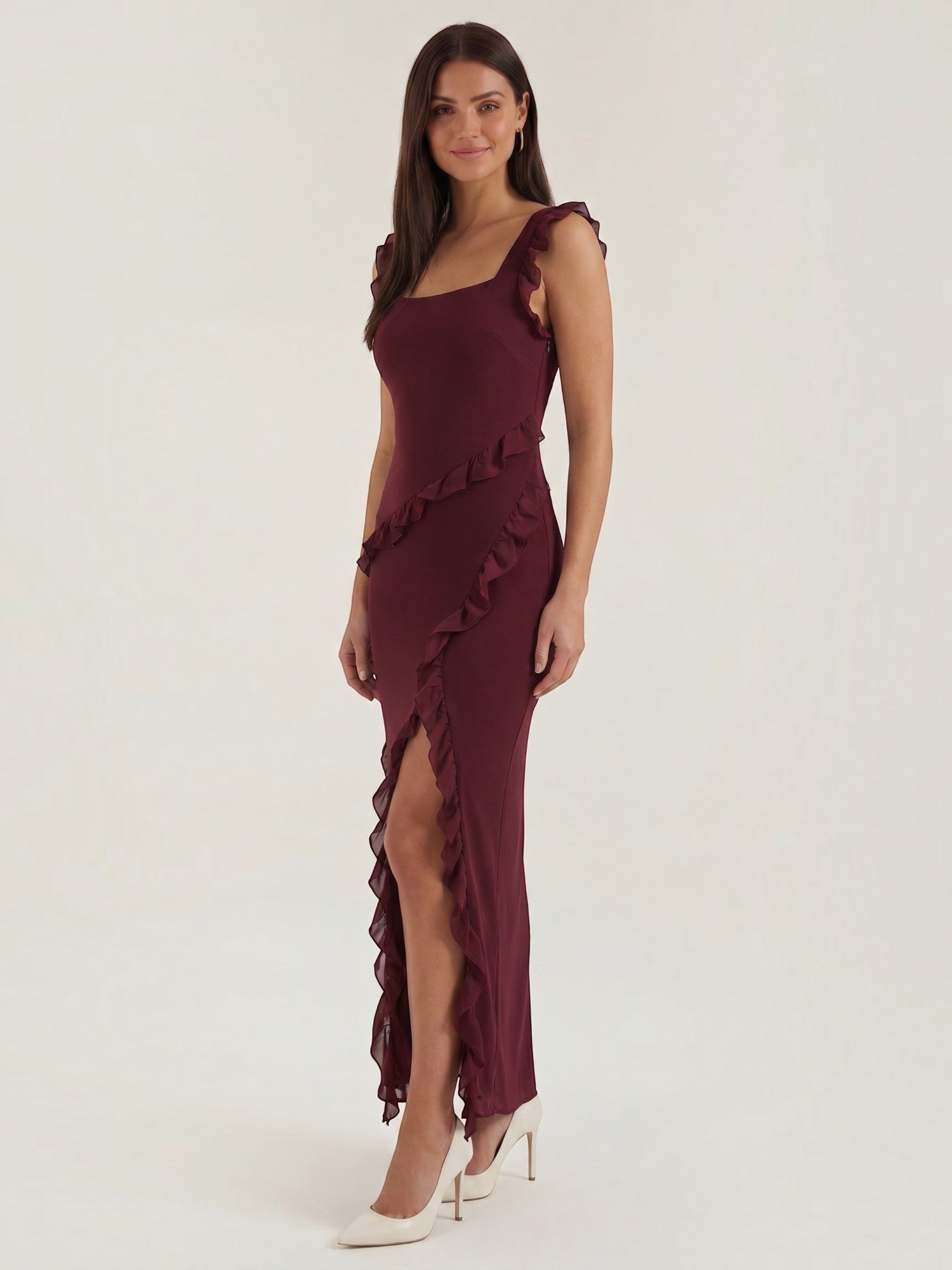 Robe femme soirée décolleté cœur fente latérale – Image 19