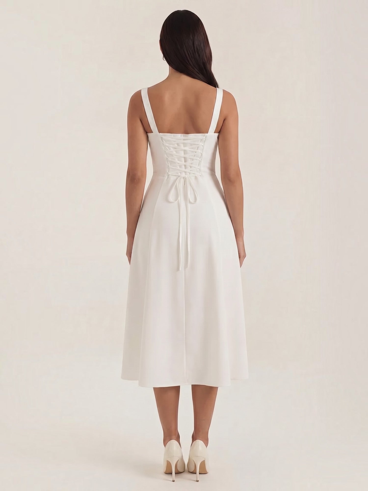 Robe femme midi décolleté ajustable fente latérale – Image 8