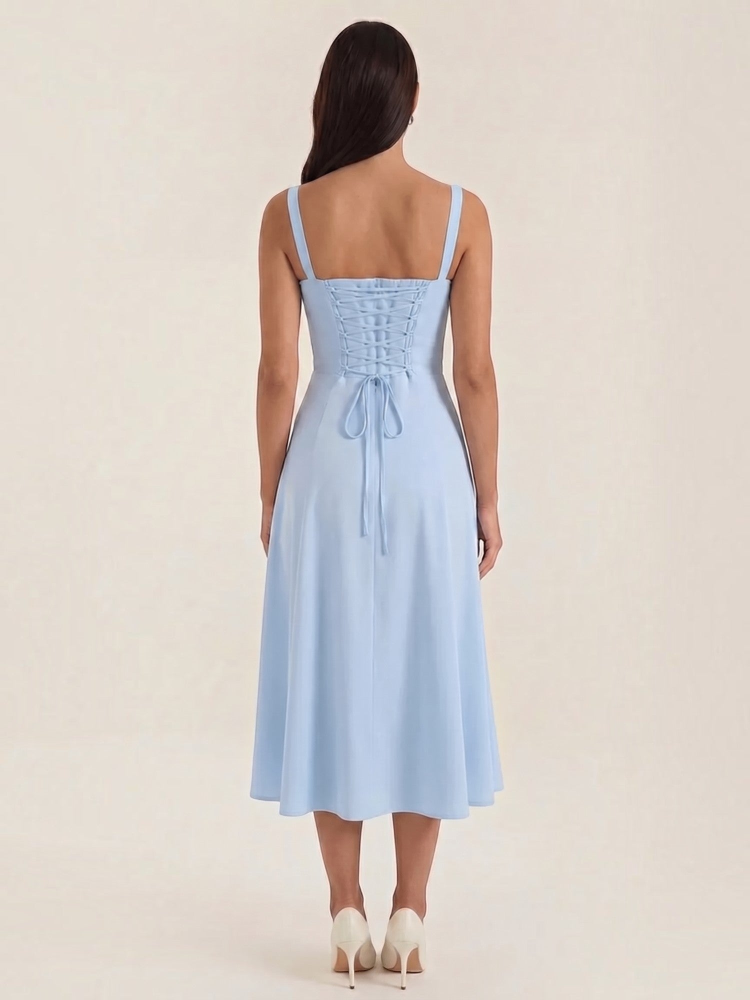 Robe femme midi décolleté ajustable fente latérale – Image 12