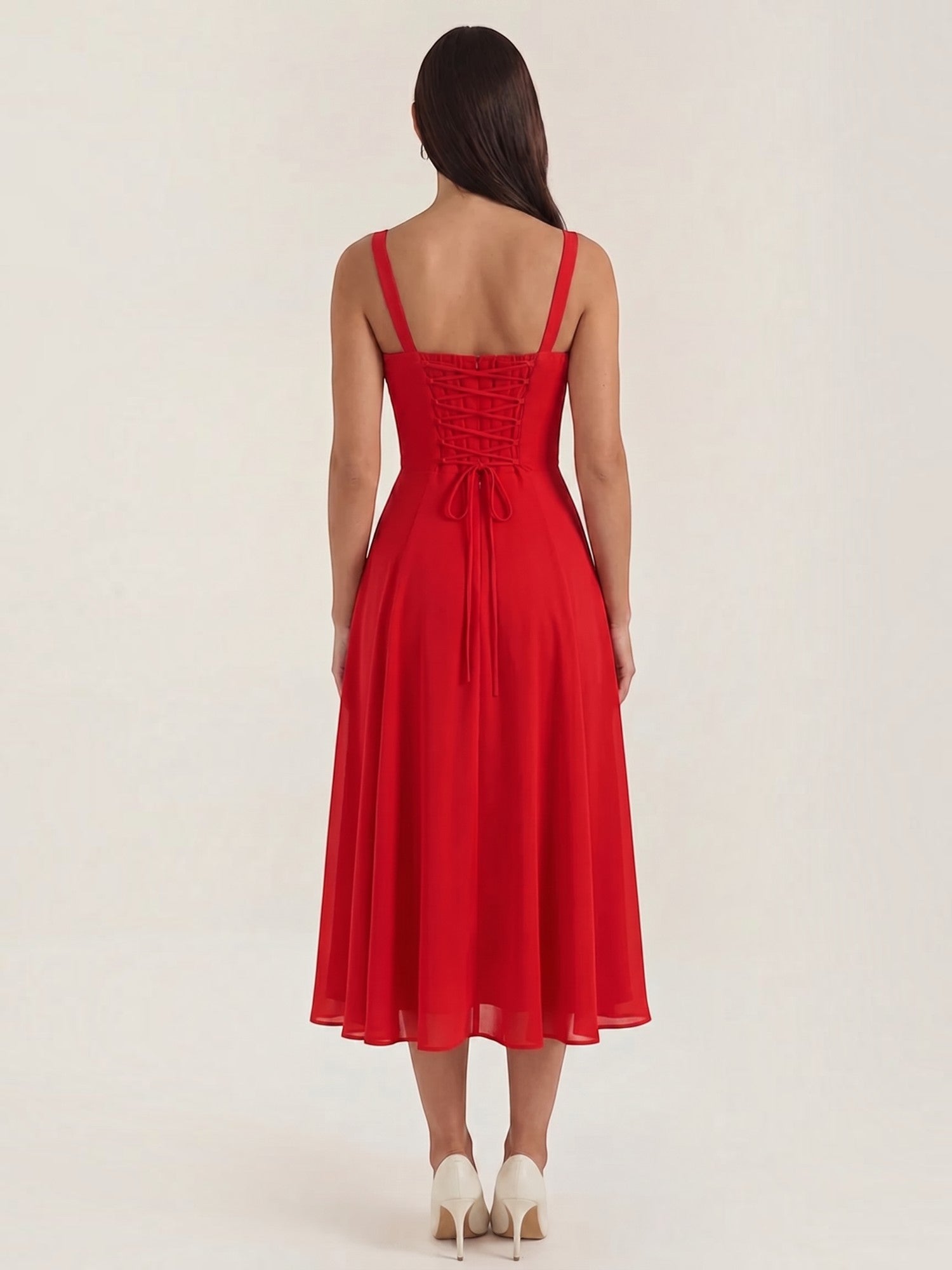 Robe femme midi décolleté ajustable fente latérale – Image 16