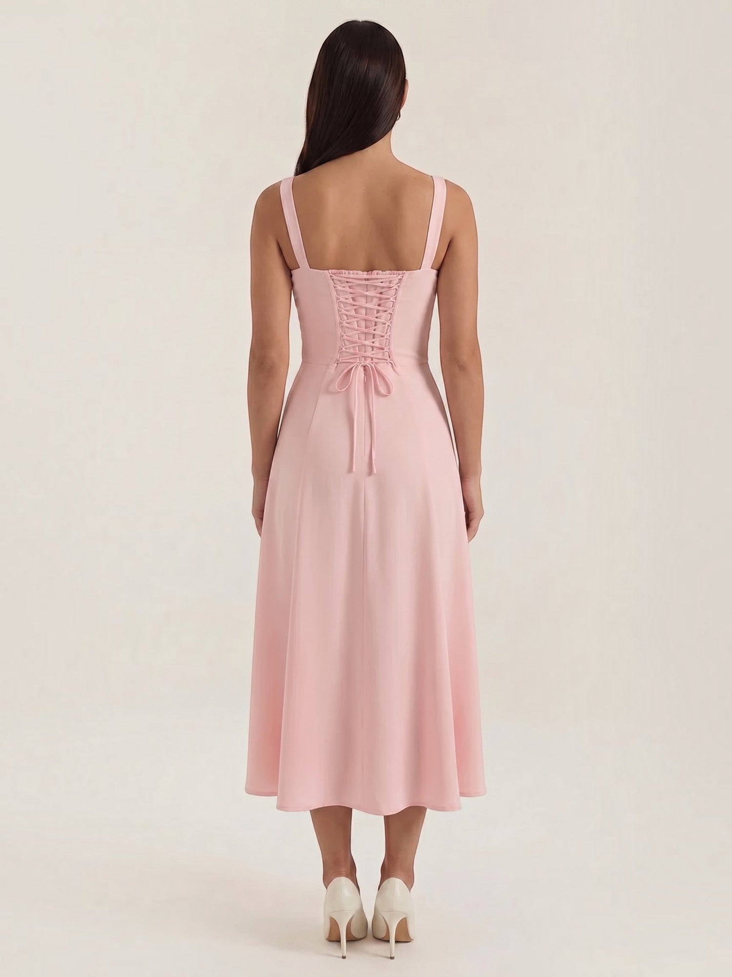 Robe femme midi décolleté ajustable fente latérale – Image 24