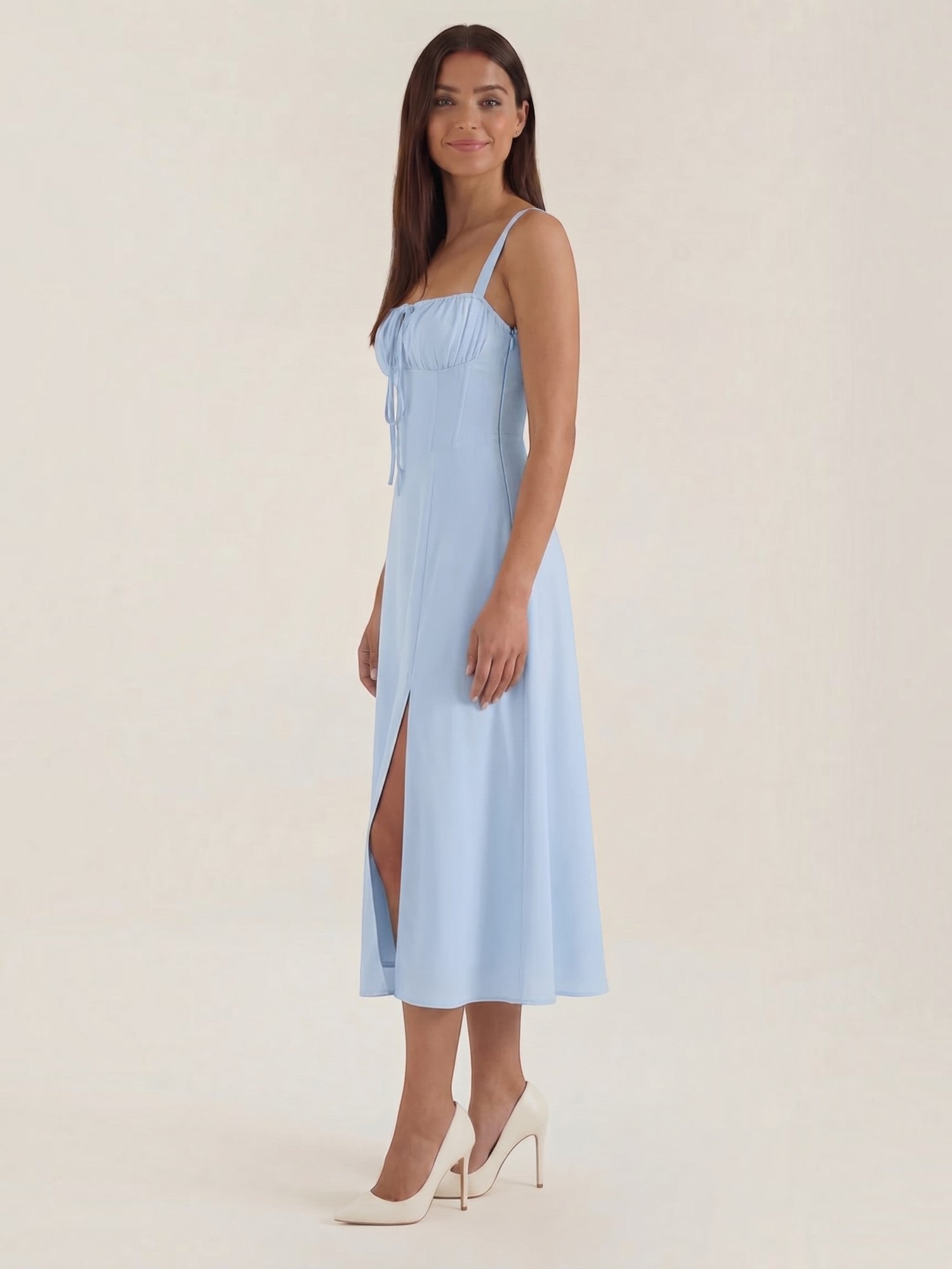 Robe femme midi décolleté ajustable fente latérale – Image 10