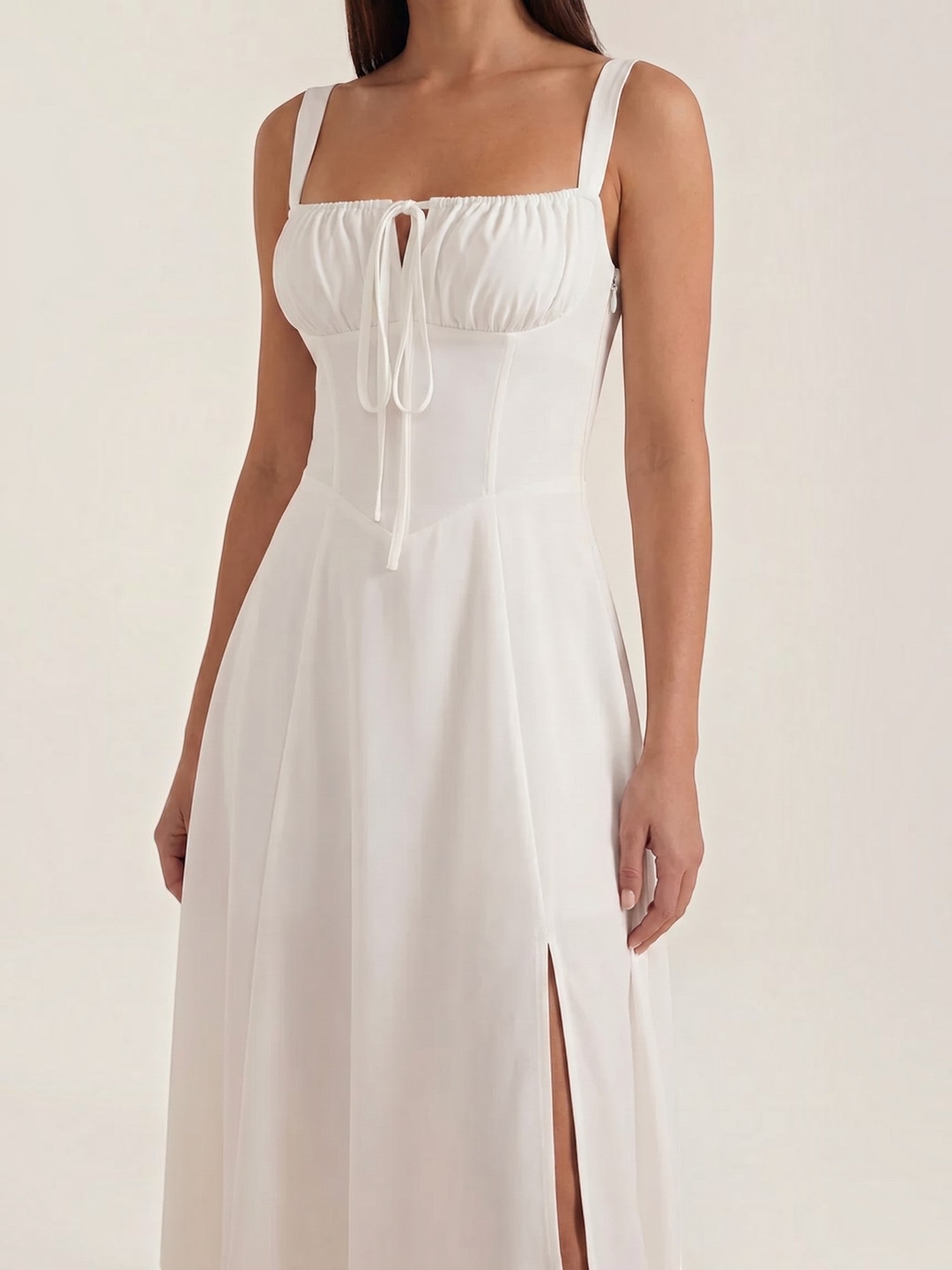 Robe femme midi décolleté ajustable fente latérale – Image 7