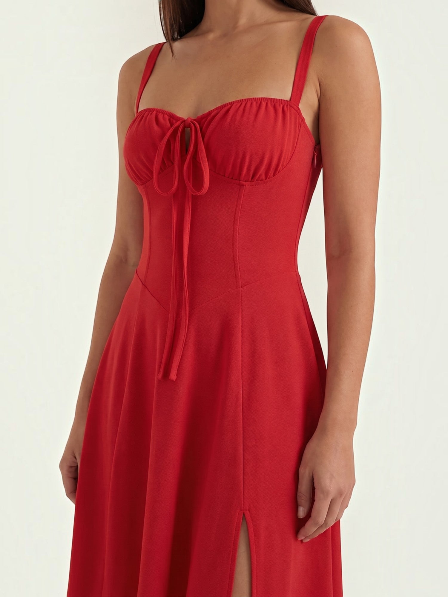 Robe femme midi décolleté ajustable fente latérale – Image 15