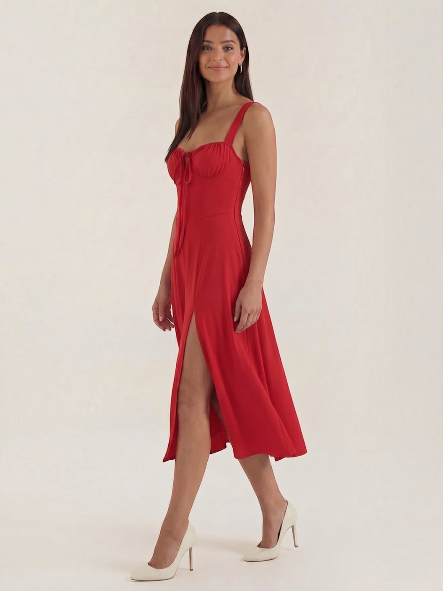 Robe femme midi décolleté ajustable fente latérale – Image 14