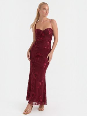 Robe femme décolleté cœur bretelles fines motif scintillant