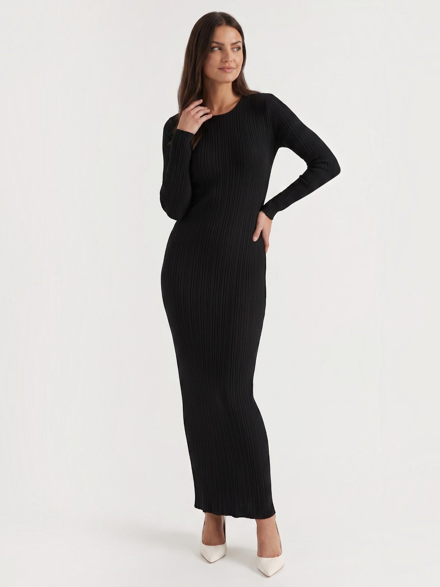 Robe femme rayures verticales structure ajourée – Image 2