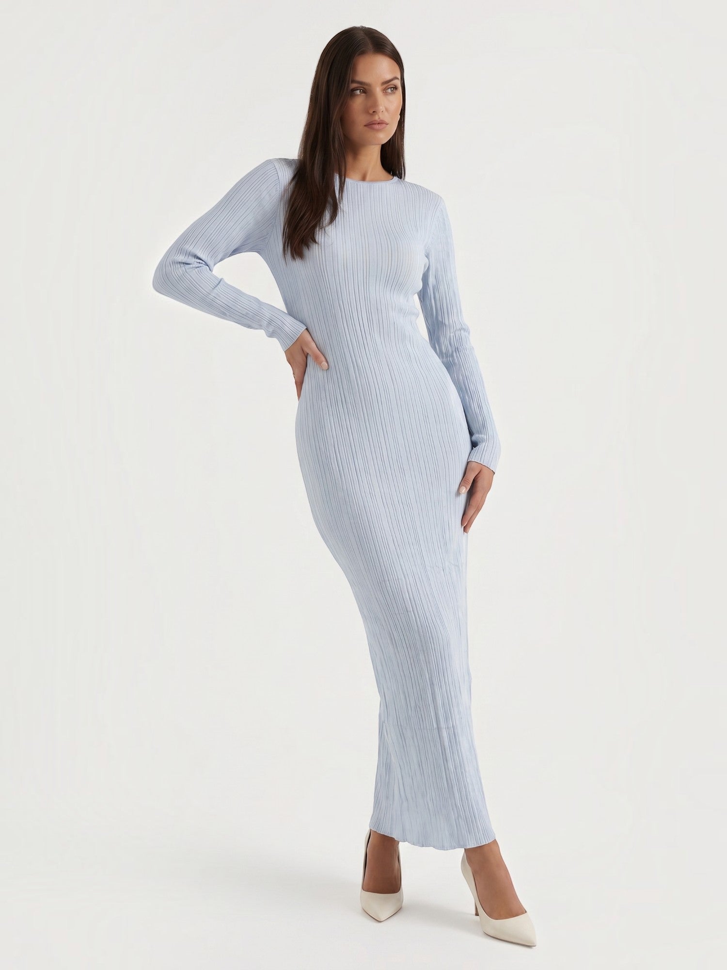 Robe femme rayures verticales structure ajourée – Image 7