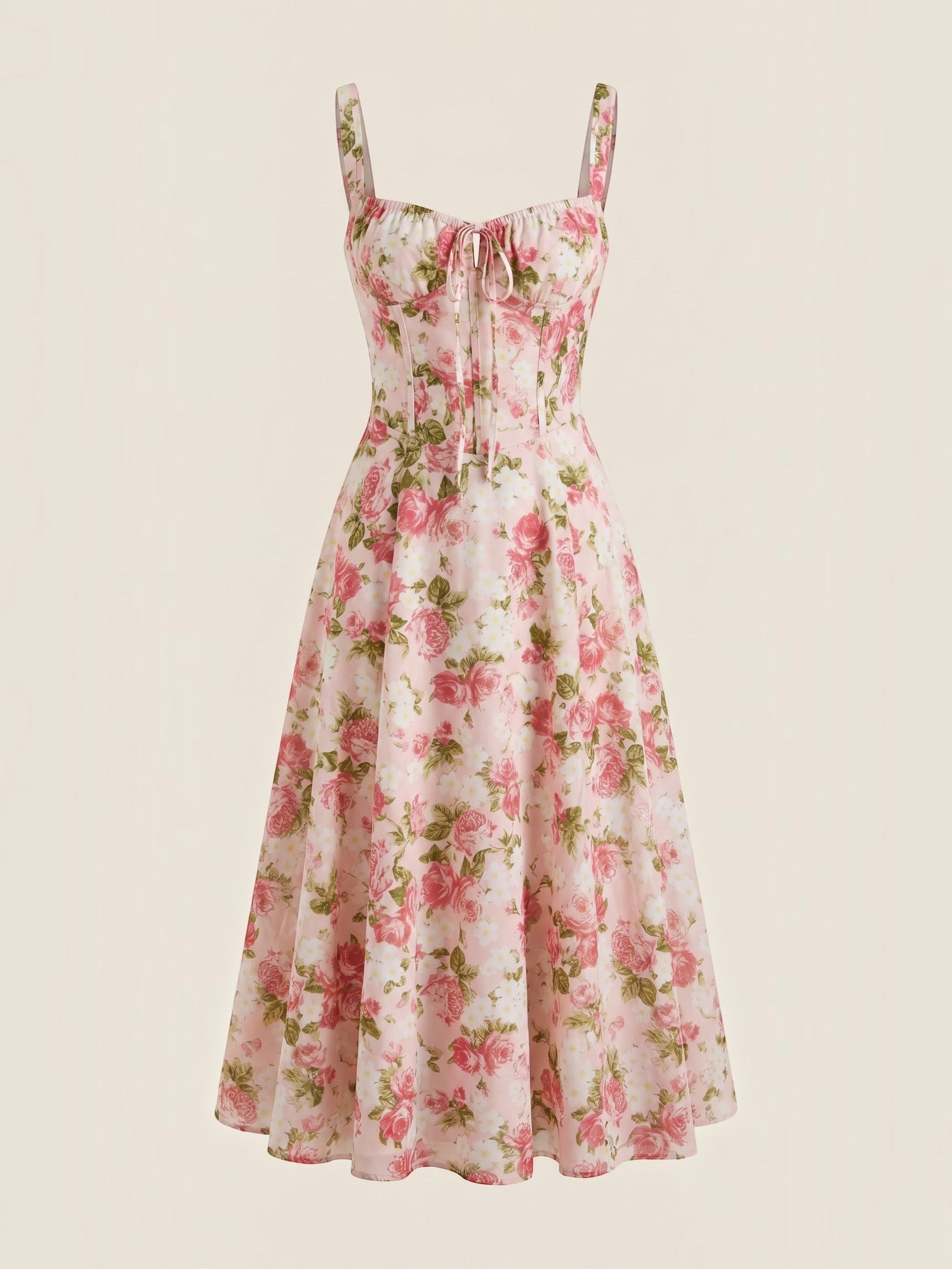 Robe femme imprimé floral encolure cœur froncée fluide – Image 10
