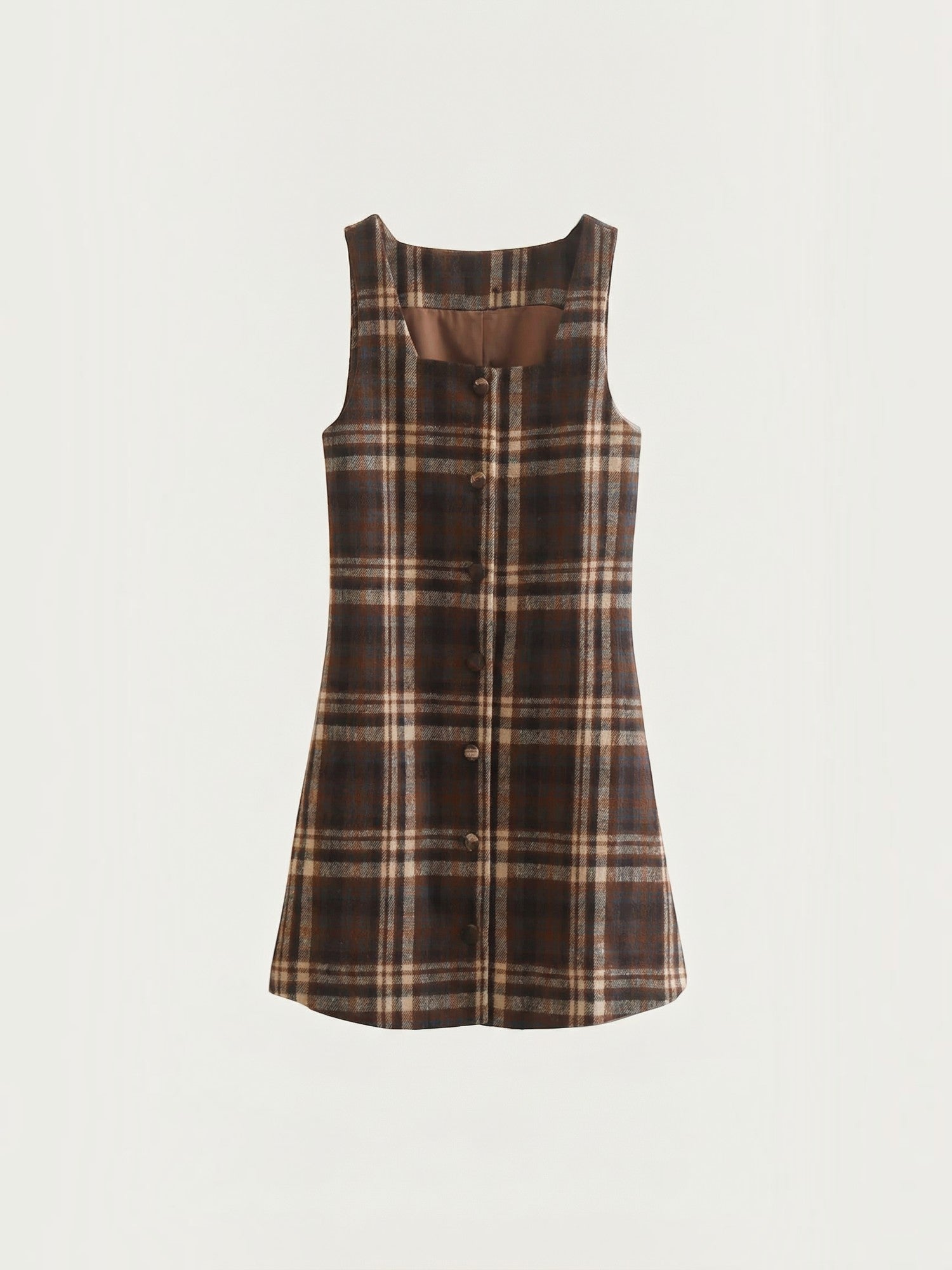 Robe femme à bretelles boutonnage intégral doux automne – Image 5
