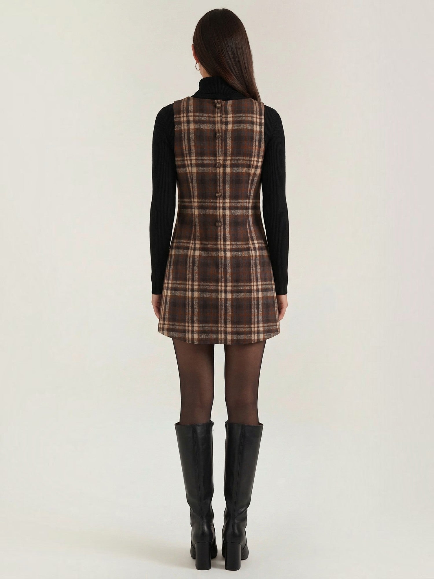 Robe femme à bretelles boutonnage intégral doux automne – Image 4