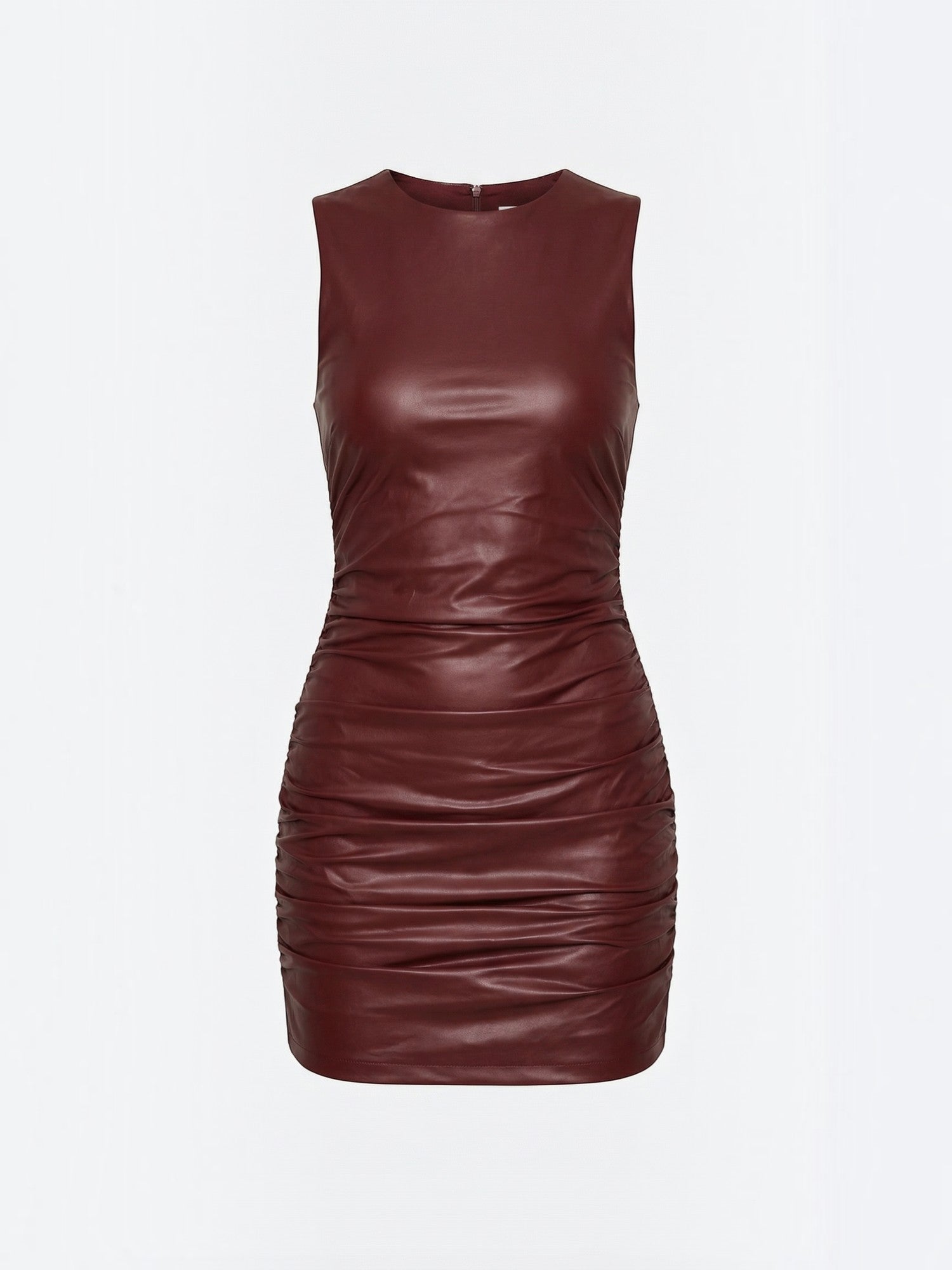 Robe femme mini similicuir coupe ajustée fronces latérales – Image 6