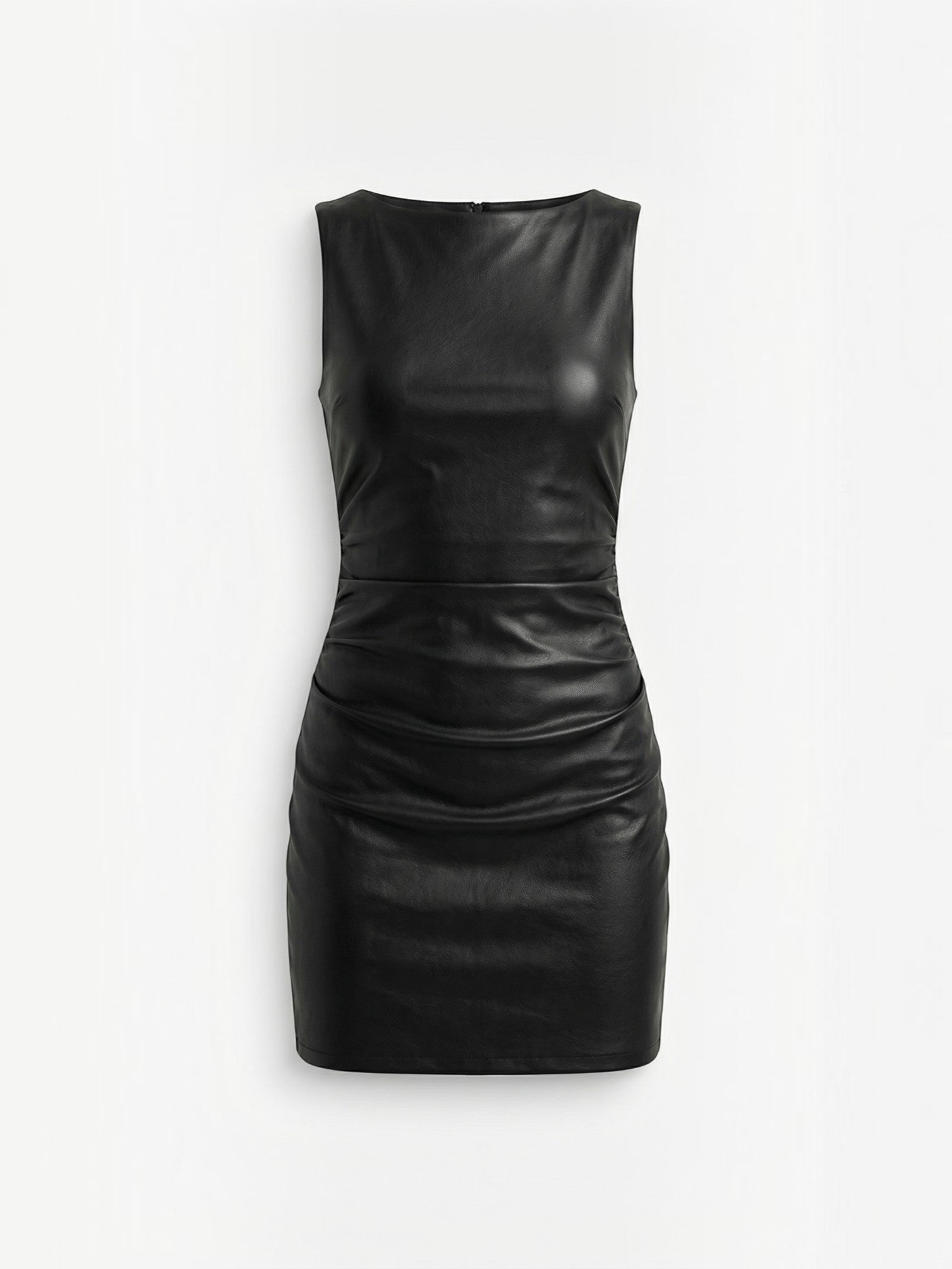 Robe femme mini similicuir coupe ajustée fronces latérales – Image 10