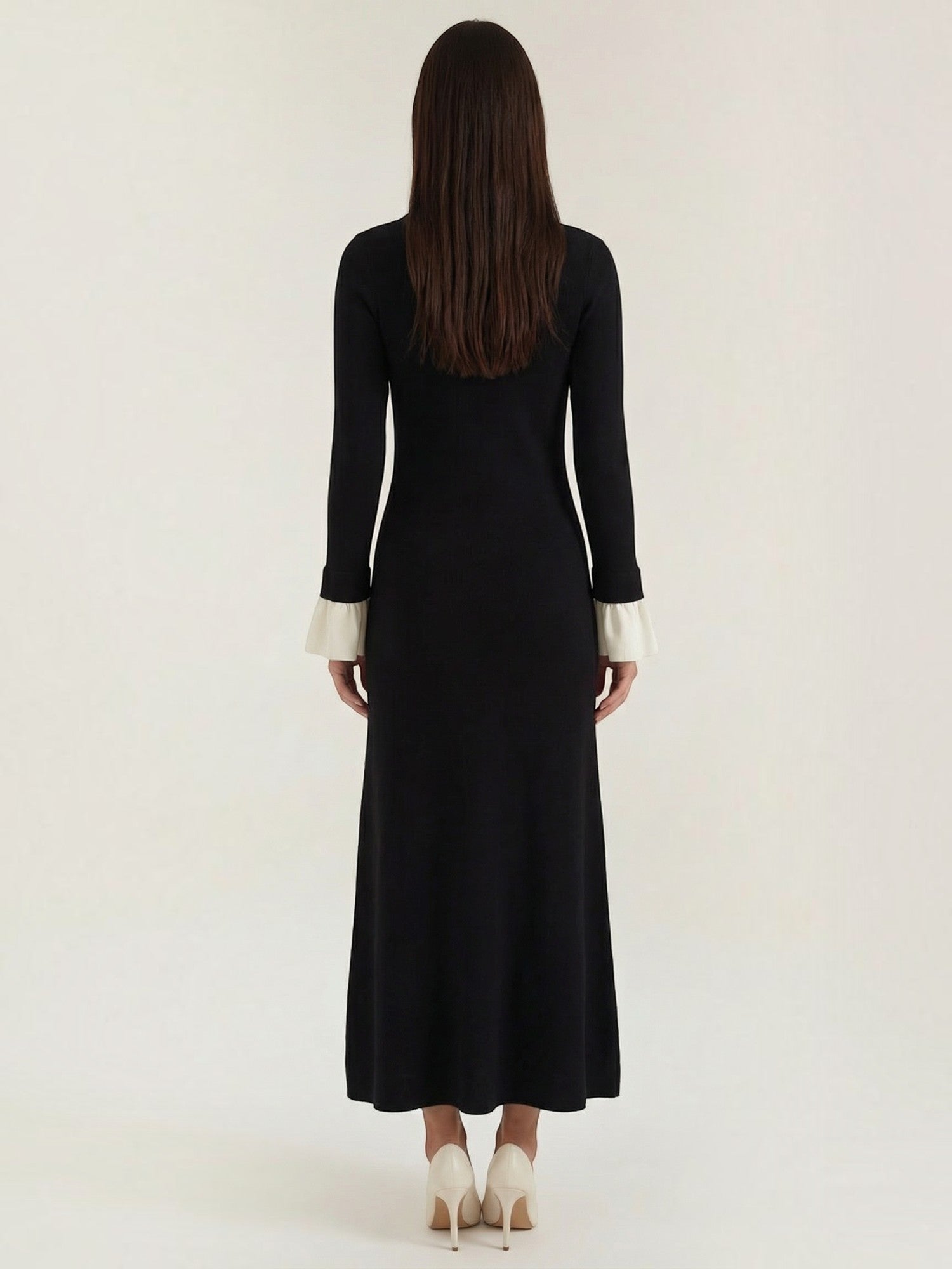 Robe femme longue col polo boutons dorés – Image 4