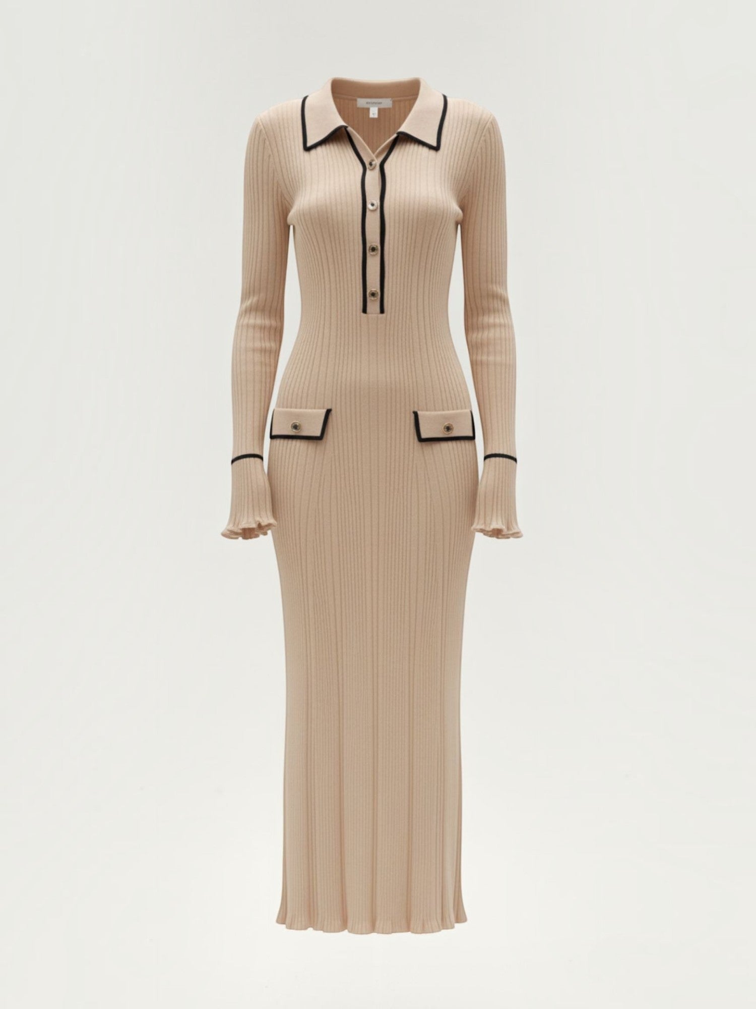 Robe femme longue côtelée col polo viscose – Image 7
