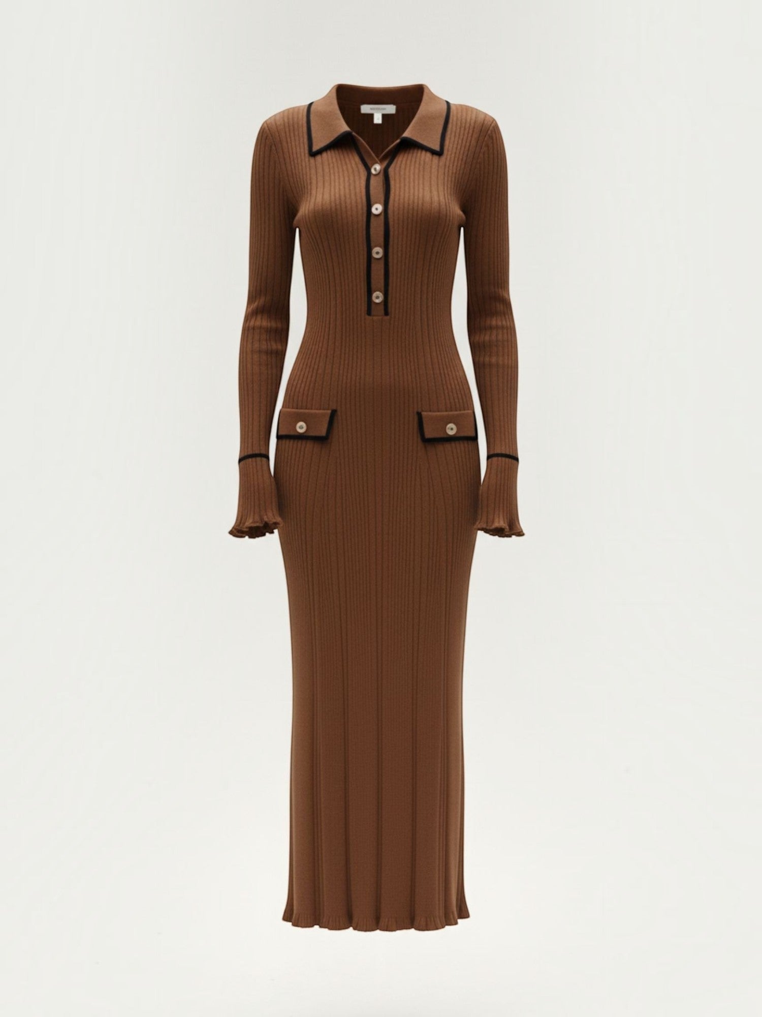 Robe femme longue côtelée col polo viscose – Image 15