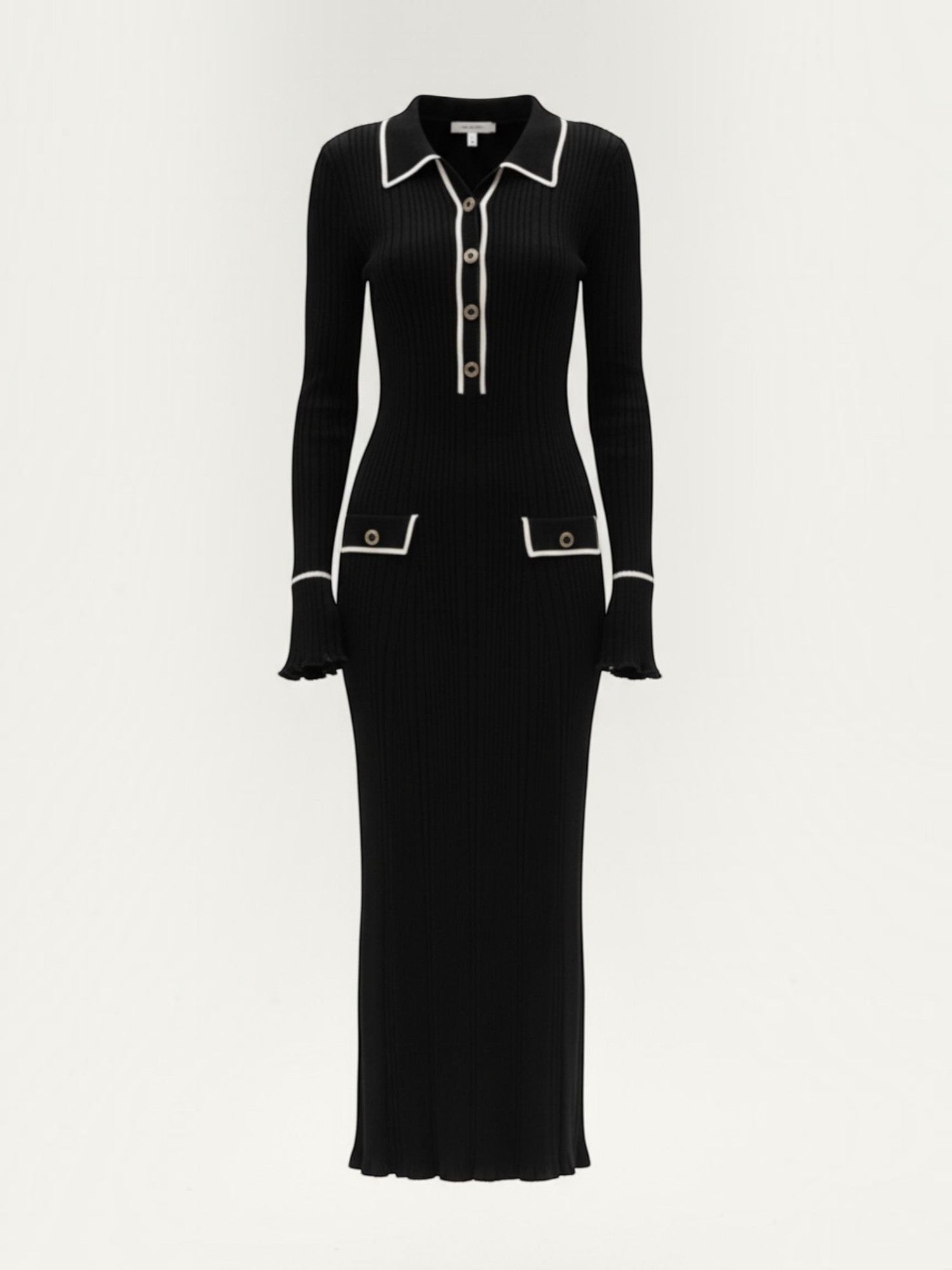 Robe femme longue côtelée col polo viscose – Image 11