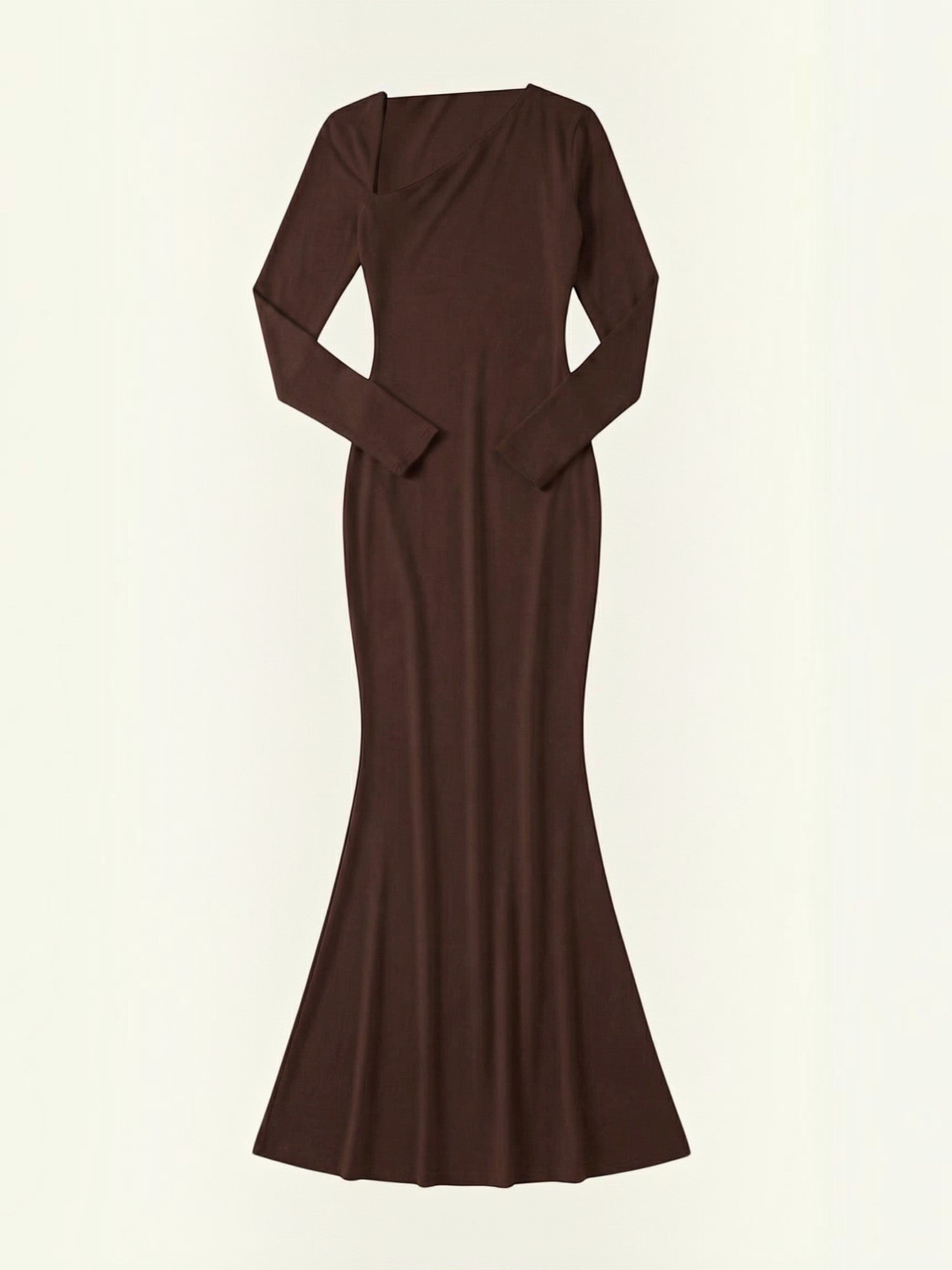 Robe femme de soirée décolleté asymétrique manches longues – Image 15