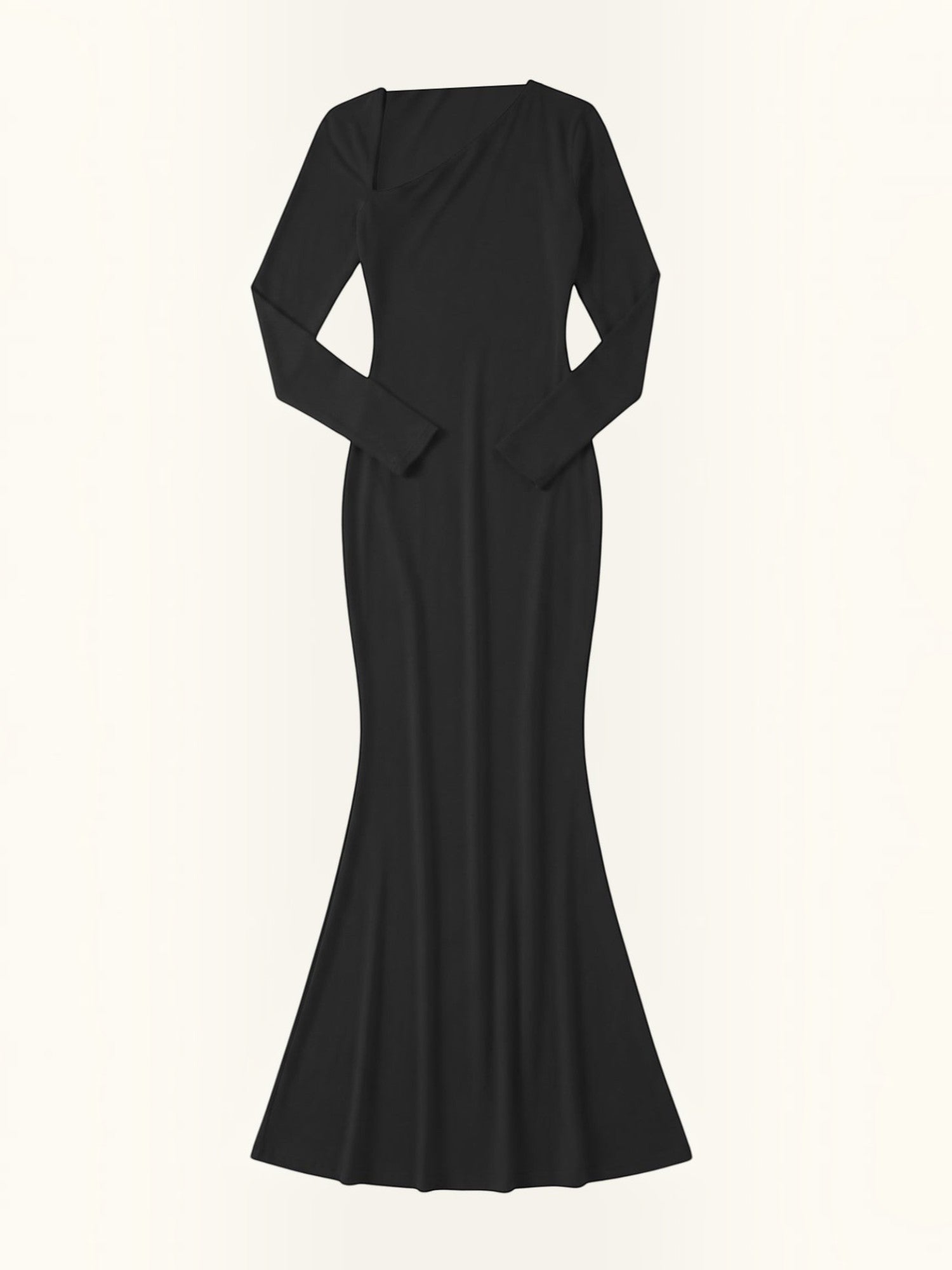 Robe femme de soirée décolleté asymétrique manches longues – Image 11