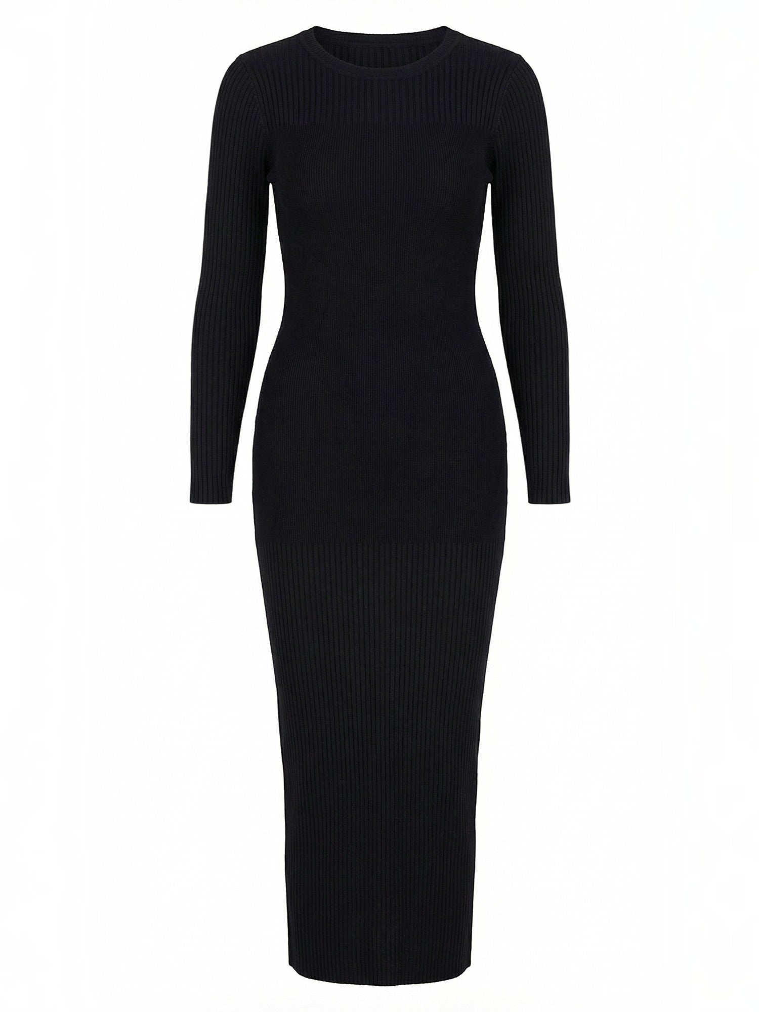 Robe femme midi côtelée ajustée automne hiver – Image 25