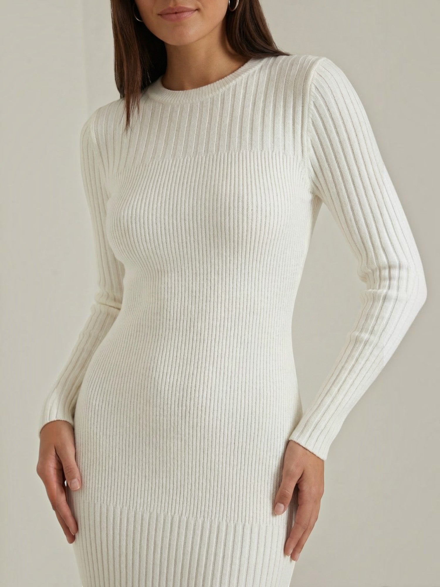 Robe femme midi côtelée ajustée automne hiver – Image 11