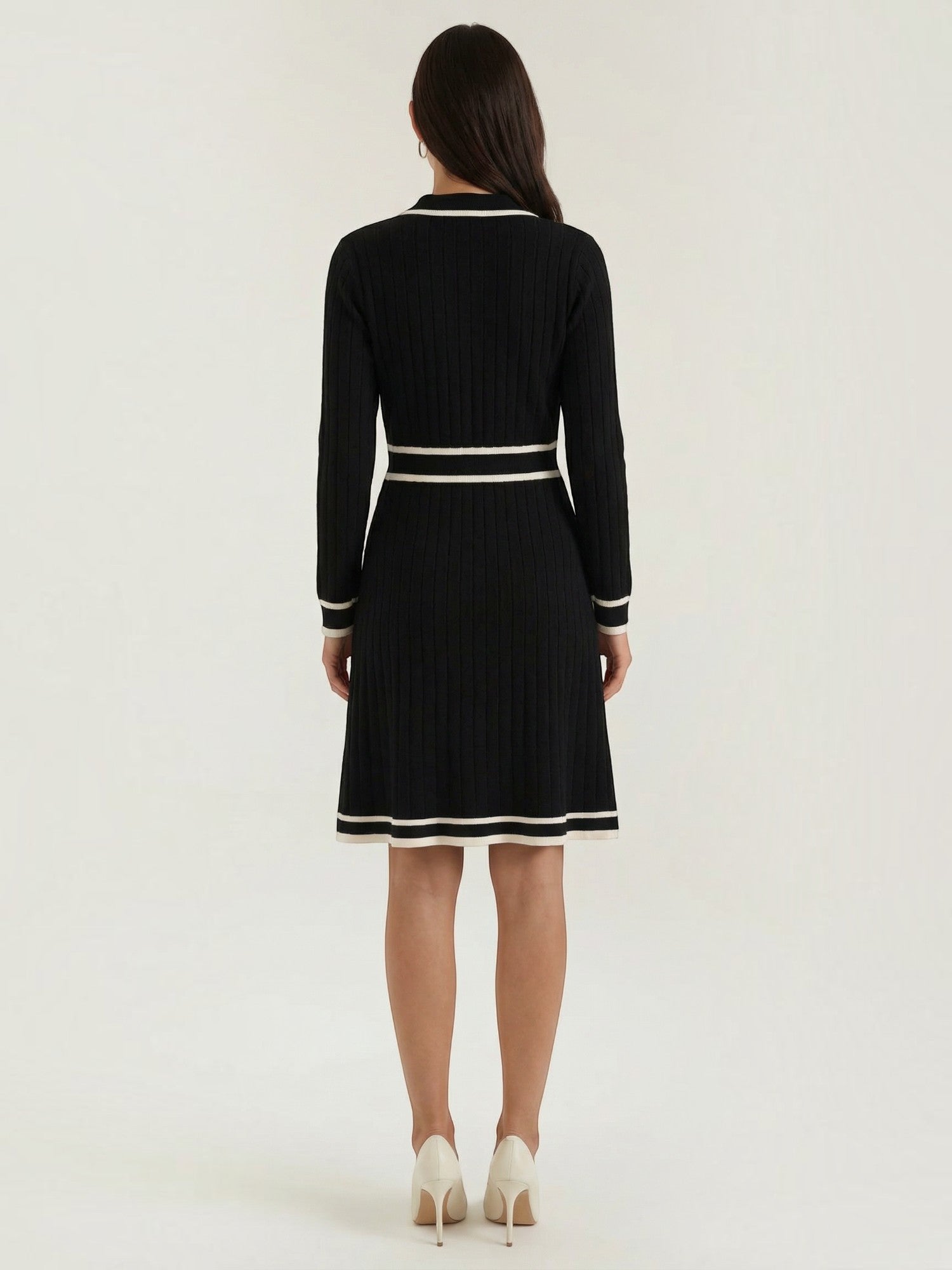 Robe femme midi boutonnée col revers élégante – Image 9