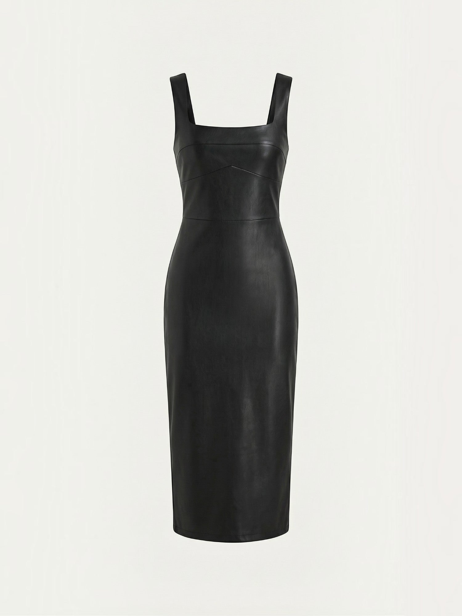 Robe femme similicuir col carré ajustée pour soirée chic – Image 6